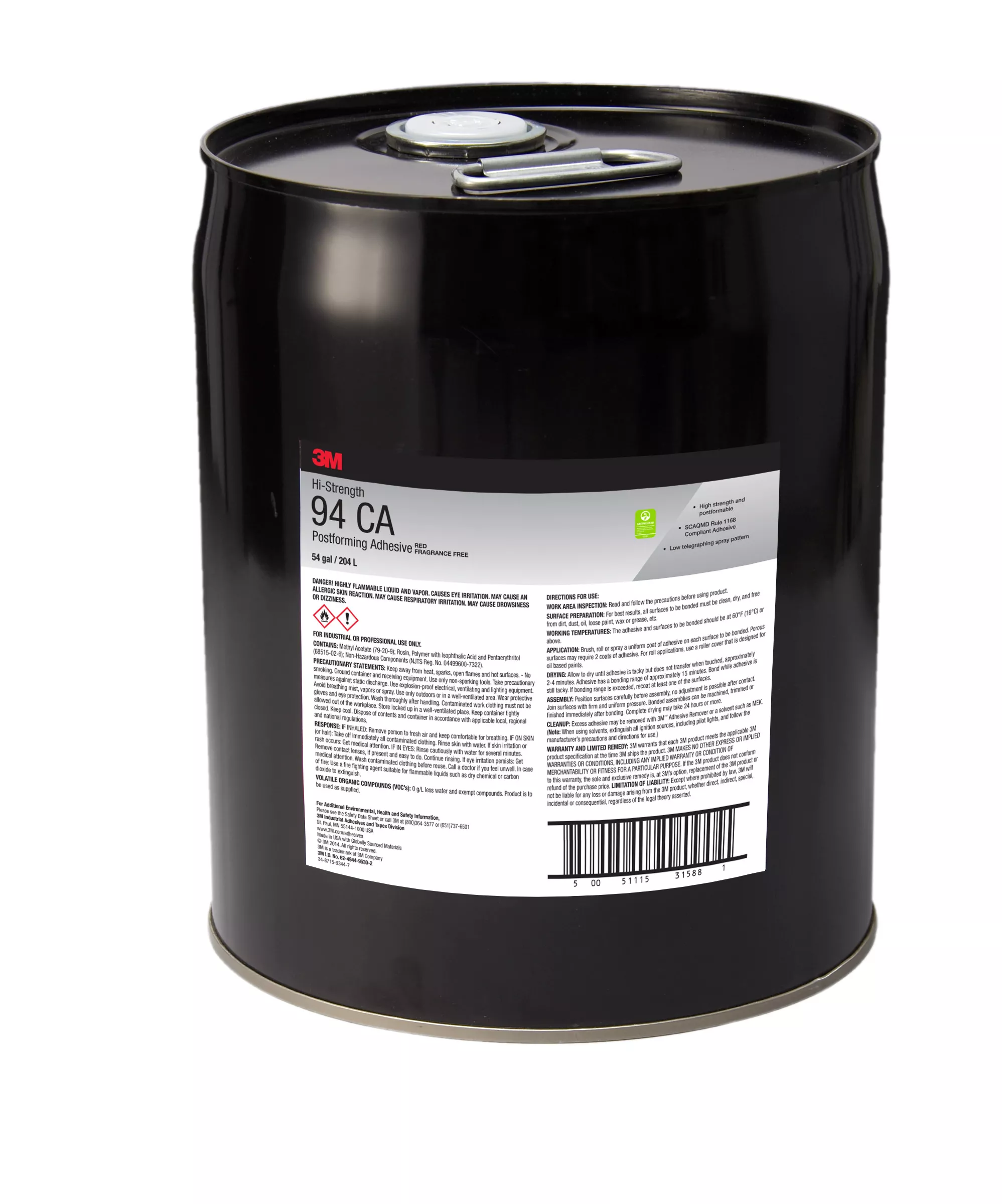3M™ Hi-Strength Postforming 94 CA Adhesive, Red, 55 Gallon (54 Gallon
Net), Drum