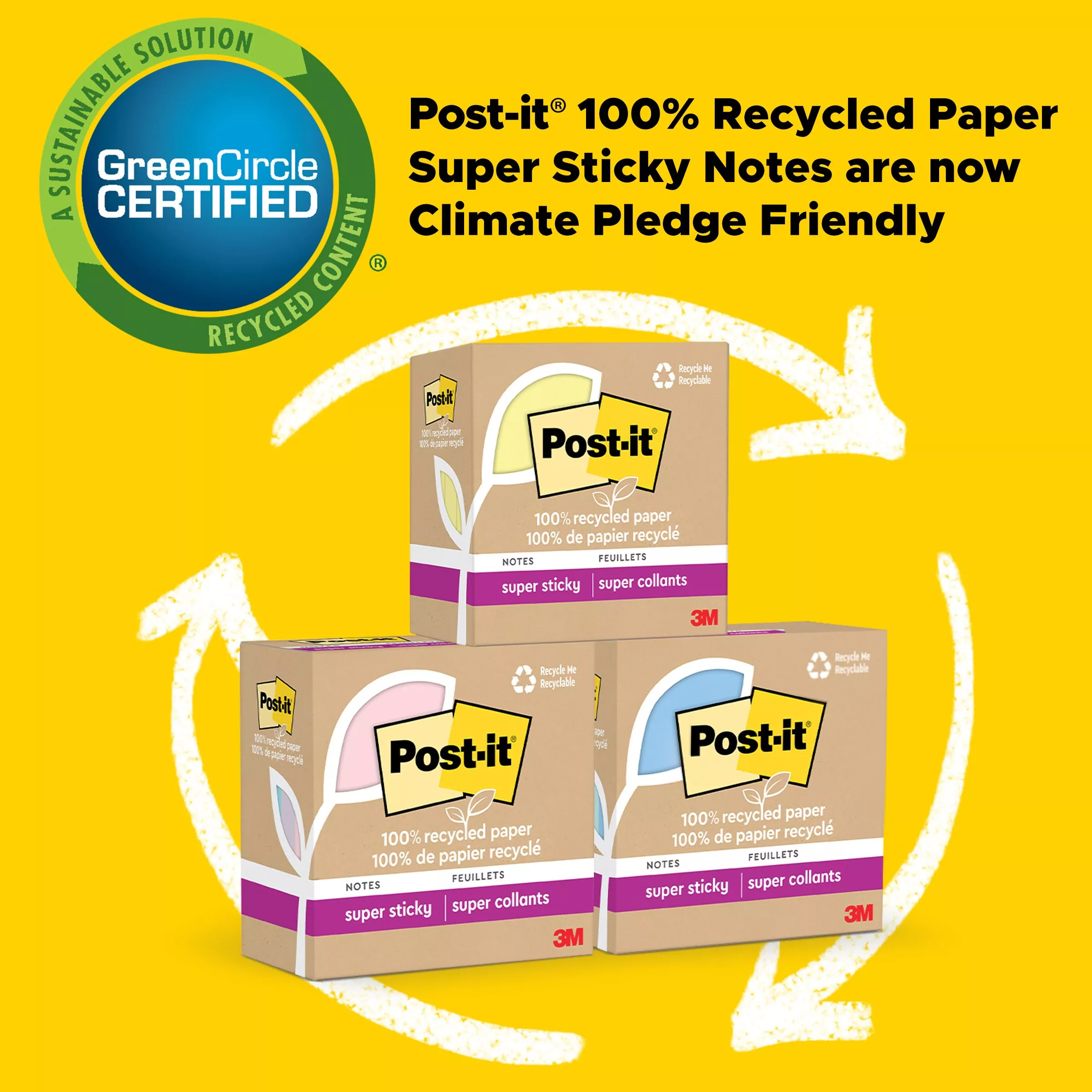 SKU 7100290210 | Post-it® Super Sticky Recycled Notes 4621R-4SSNRP
