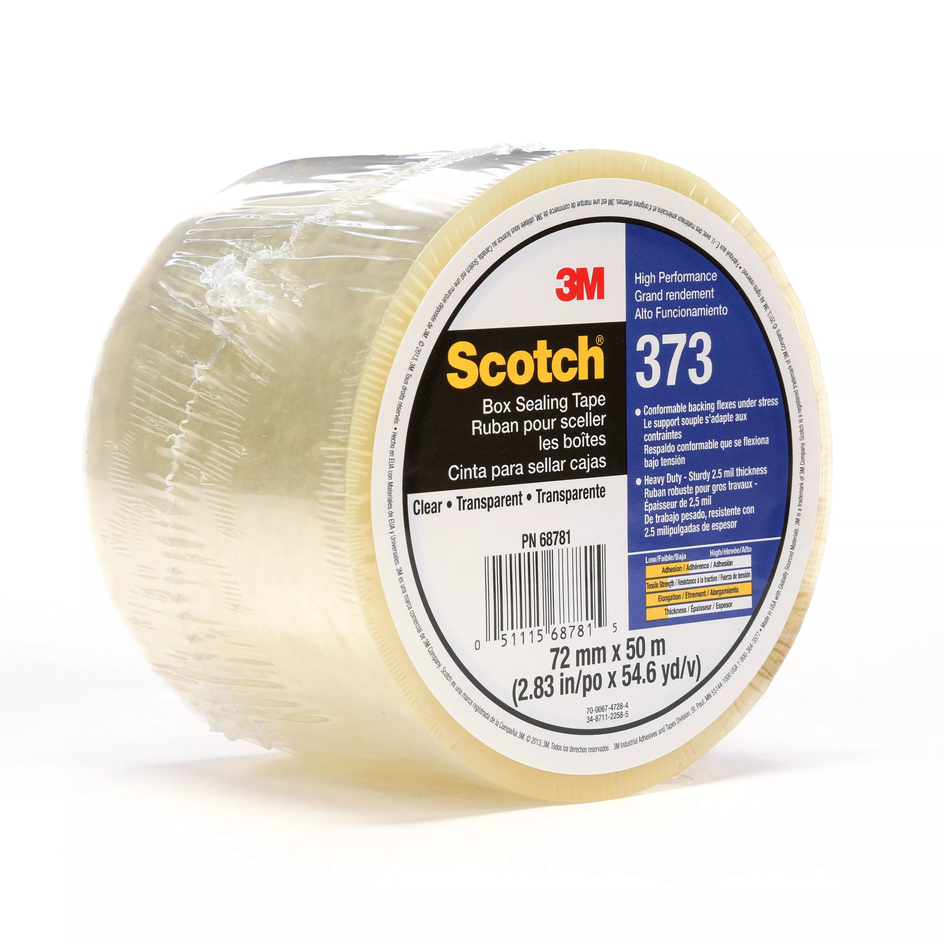 Scotch® Box Sealing Tape 373, Clear, 72mm x 50m, 24/Case, Individually
Wrapped Conveniently Packaged