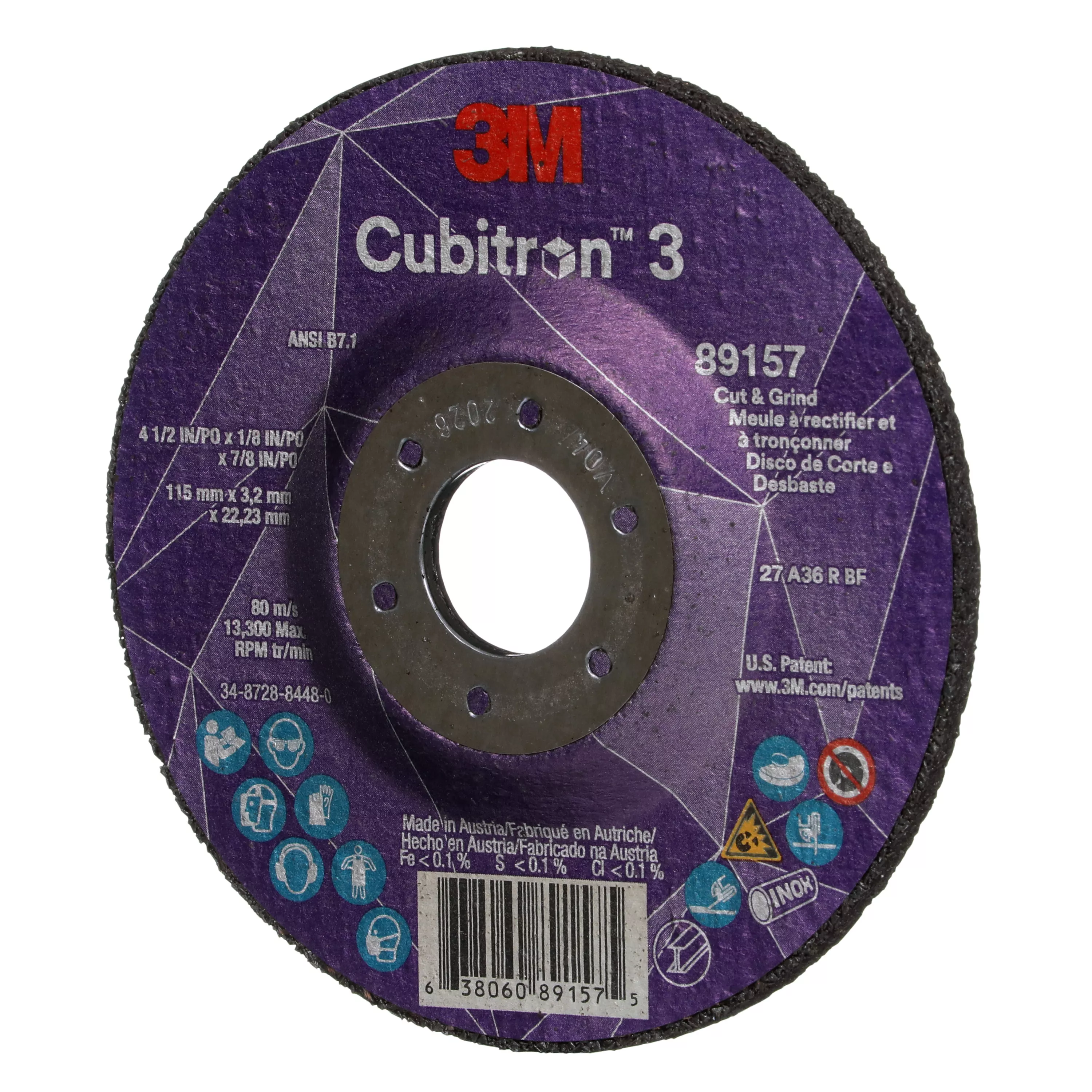 Product Number 89157 | 3M™ Cubitron™ 3 Cut and Grind Wheel