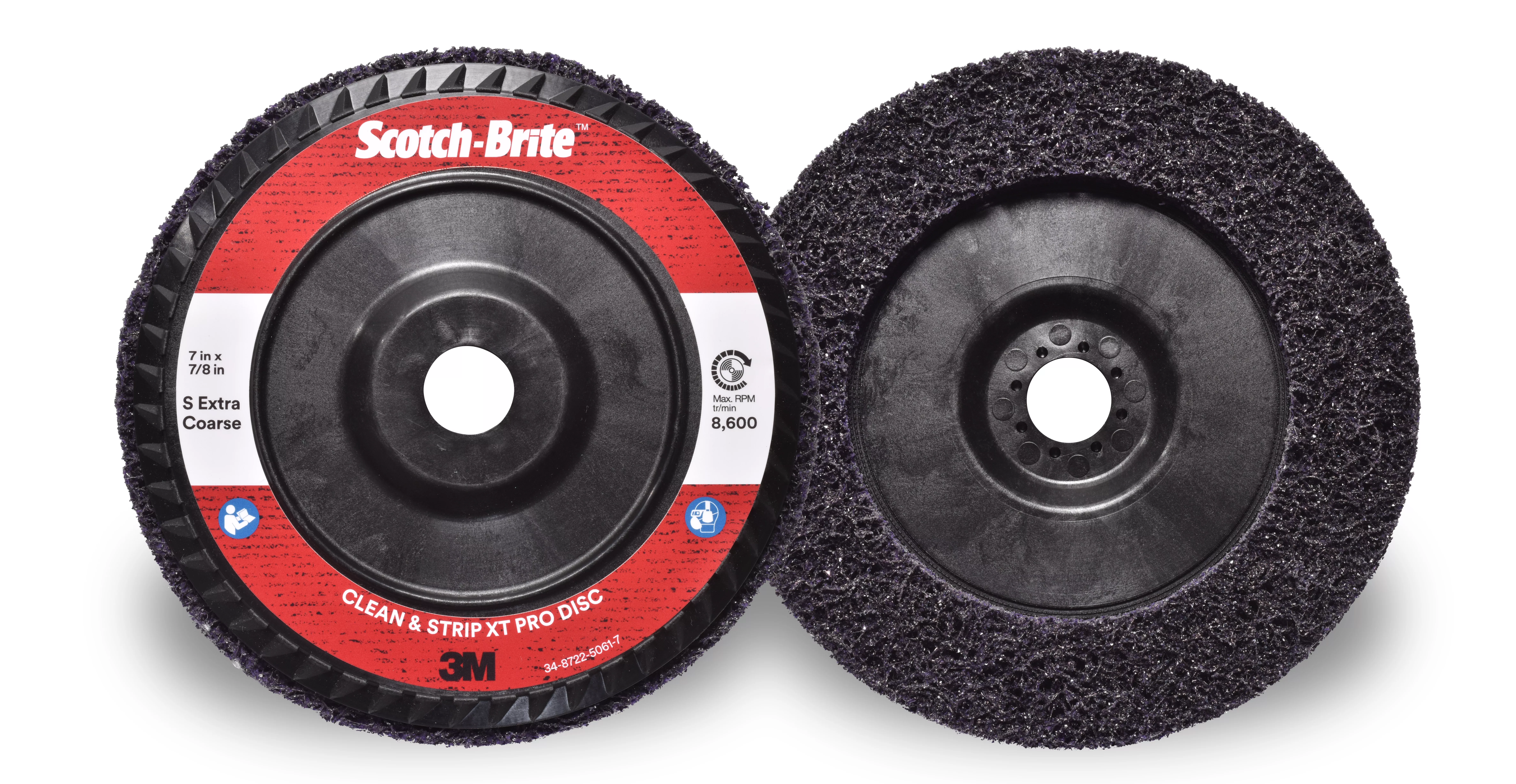 Scotch-Brite™ Clean and Strip XT Pro Disc, XO-DC, SiC Extra Coarse,
Purple, 7 in x 7/8 in, Type 27, 5 ea/Case