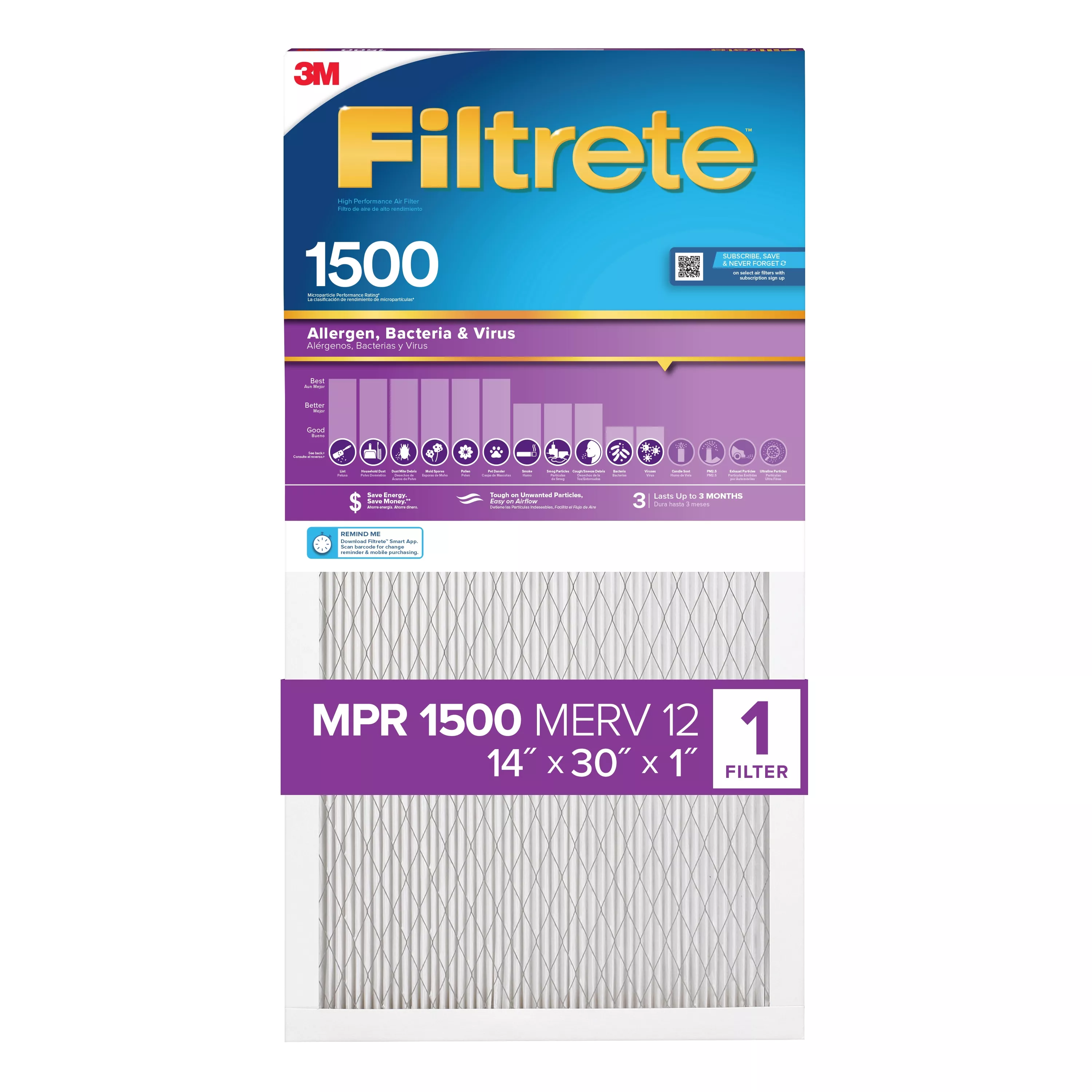SKU 7100264988 | Filtrete™ High Performance Air Filter 1500 MPR 2024DC-4