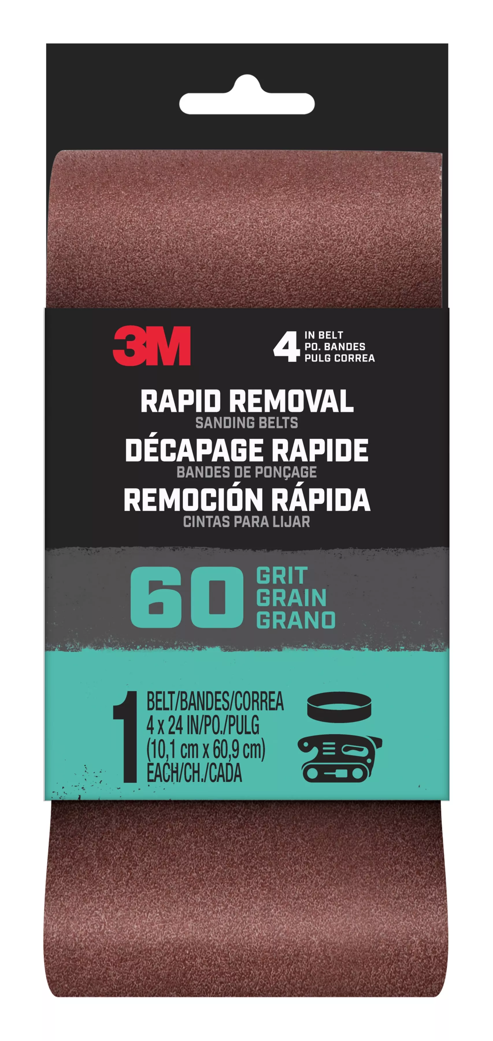 3M™ Rapid Removal 4 x 24 inch Power Sanding Belt, 60 grit,
Belt4x241pk60, 1 pk, 10/case