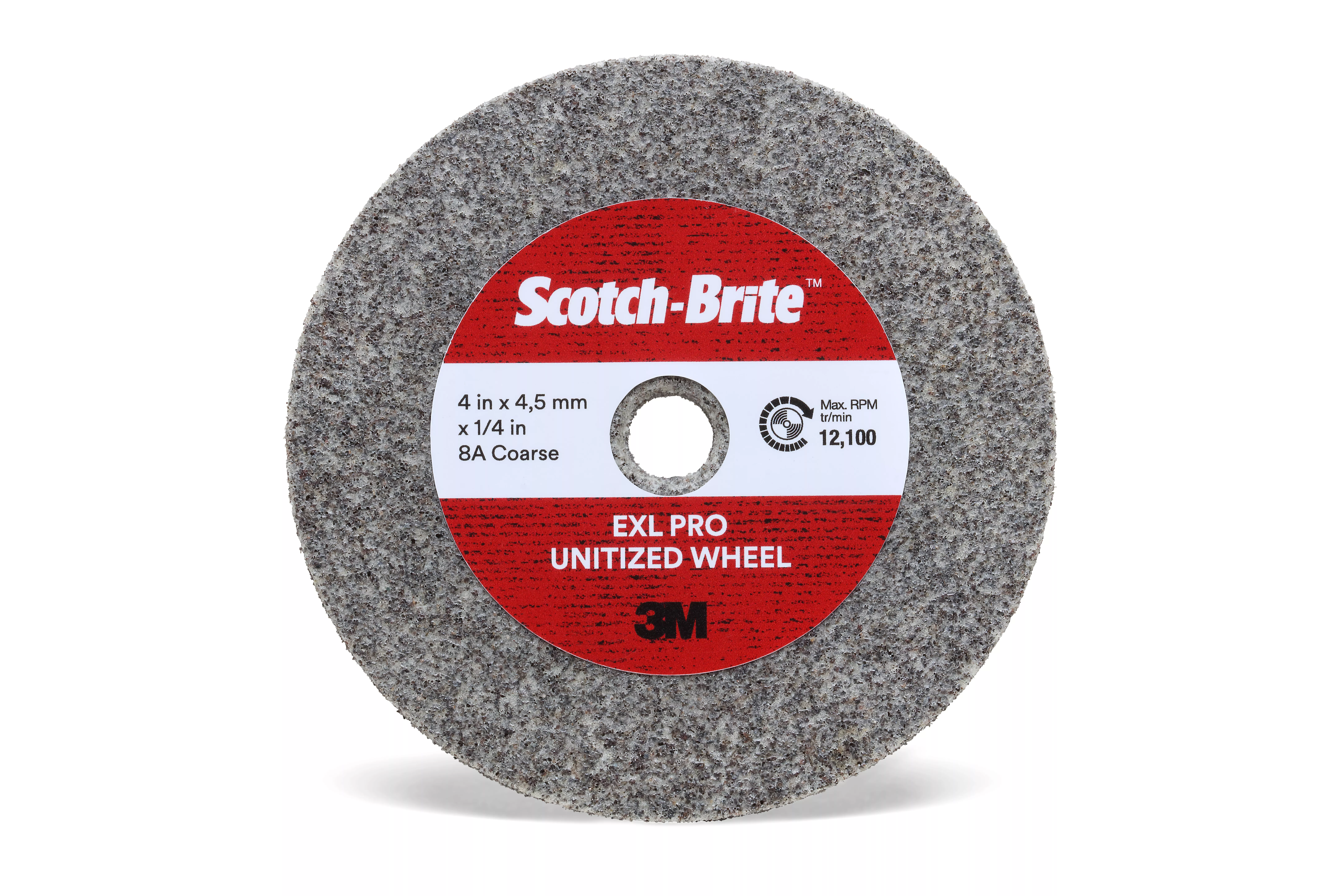Scotch-Brite™ EXL PRO Unitized Wheel, EX-UW, 8A Coarse, 8 in x 4.5 mm x
1 in, 10 ea/Case