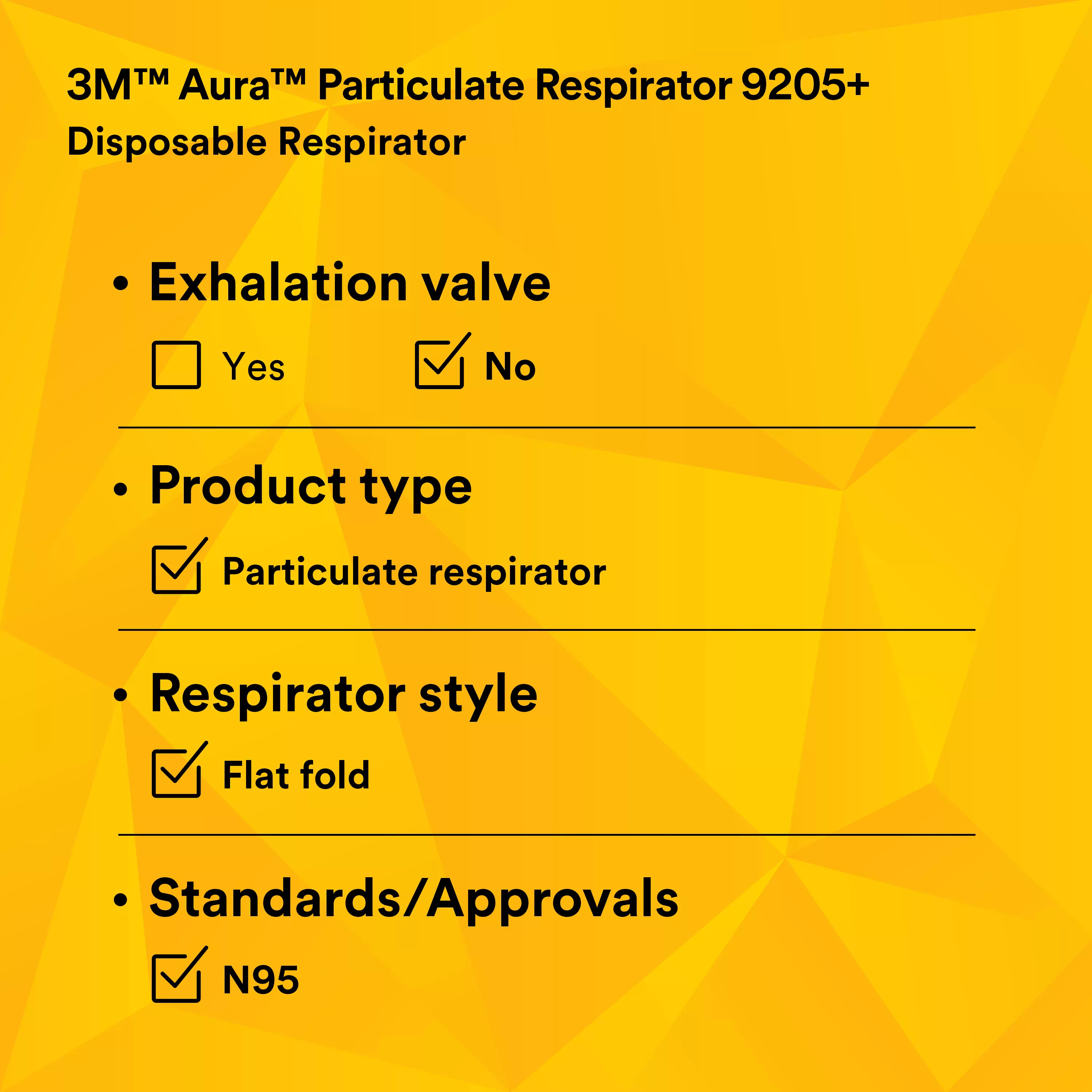 SKU 7100232219 | 3M™ Aura™ Particulate Respirator 9205+