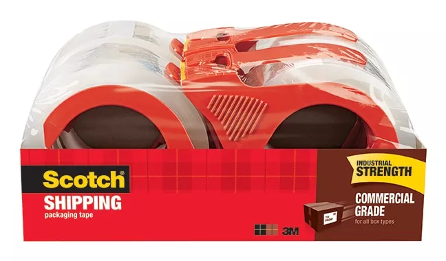 Scotch® Commercial Grade Shipping Packaging Tape 3750-4RD-6GC, 1.88 in x 54.6 yd (48 mm x 50 m) 4 Pack, Clear