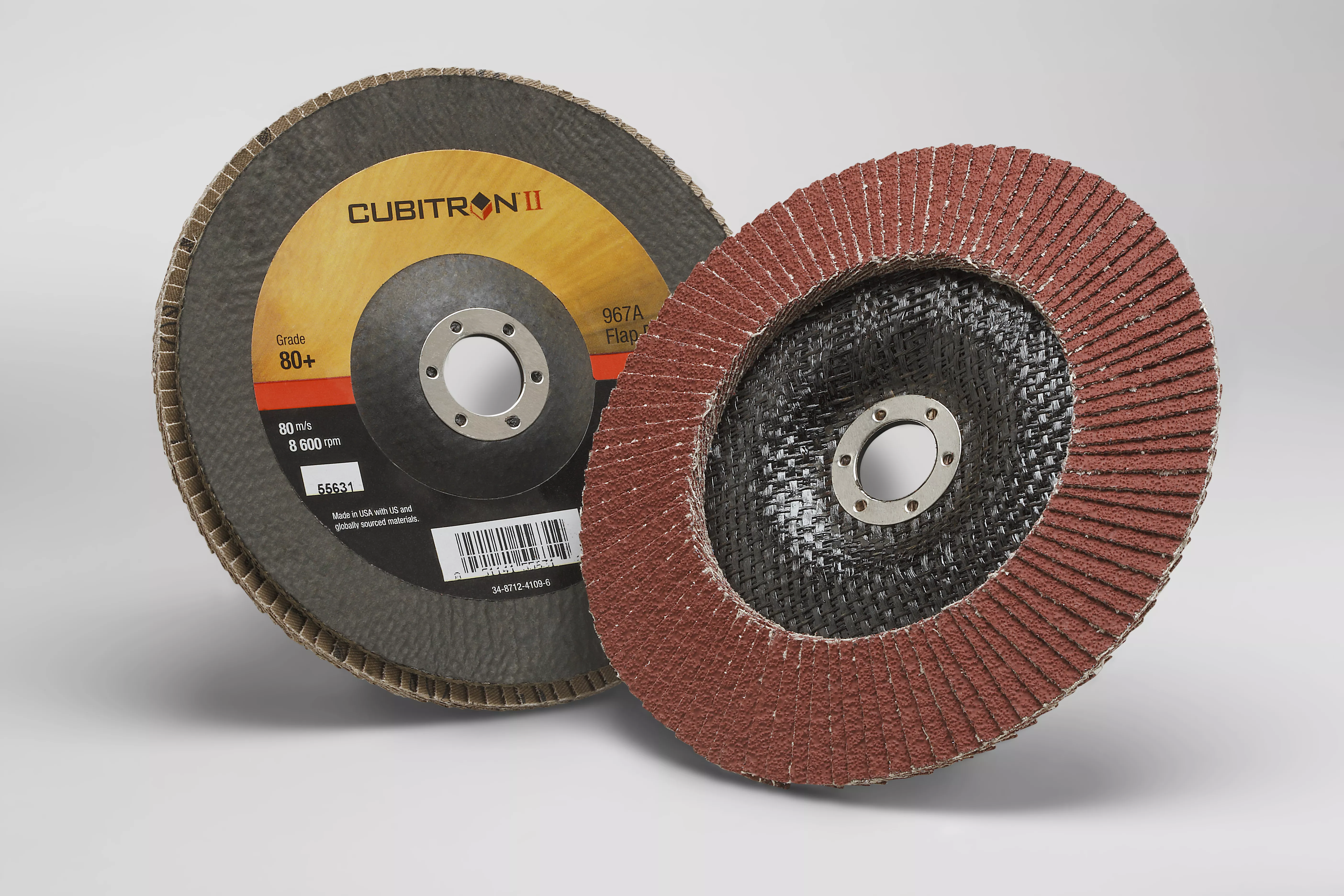 3M™ Cubitron™ II Flap Disc 967A, 80+, T29, 7 in x 7/8 in, 5 ea/Case