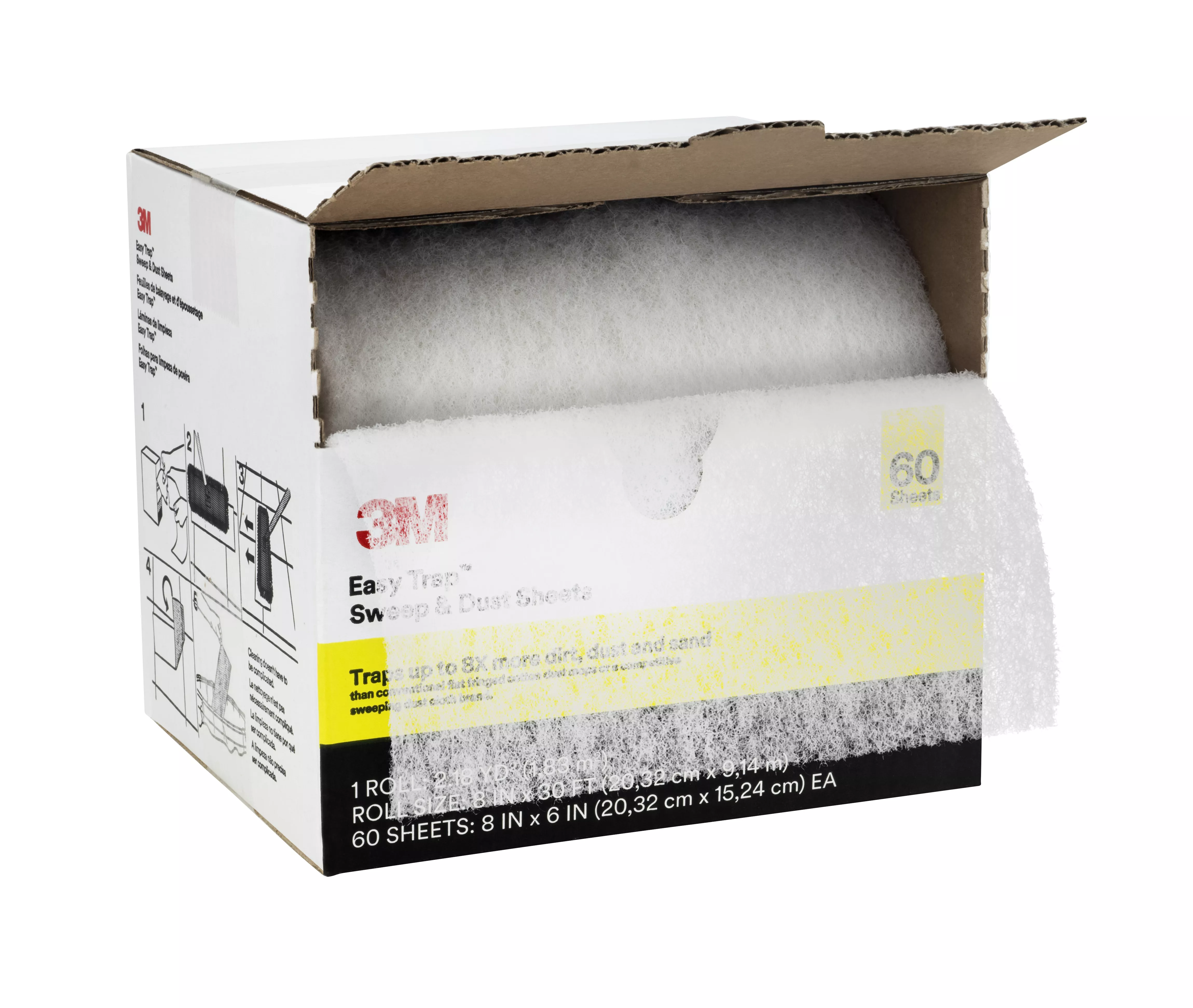 3M™ Easy Trap™ Sweep & Dust Sheets, 8 in x 6 in, 60 Sheets/Roll, 8
Rolls/Case
