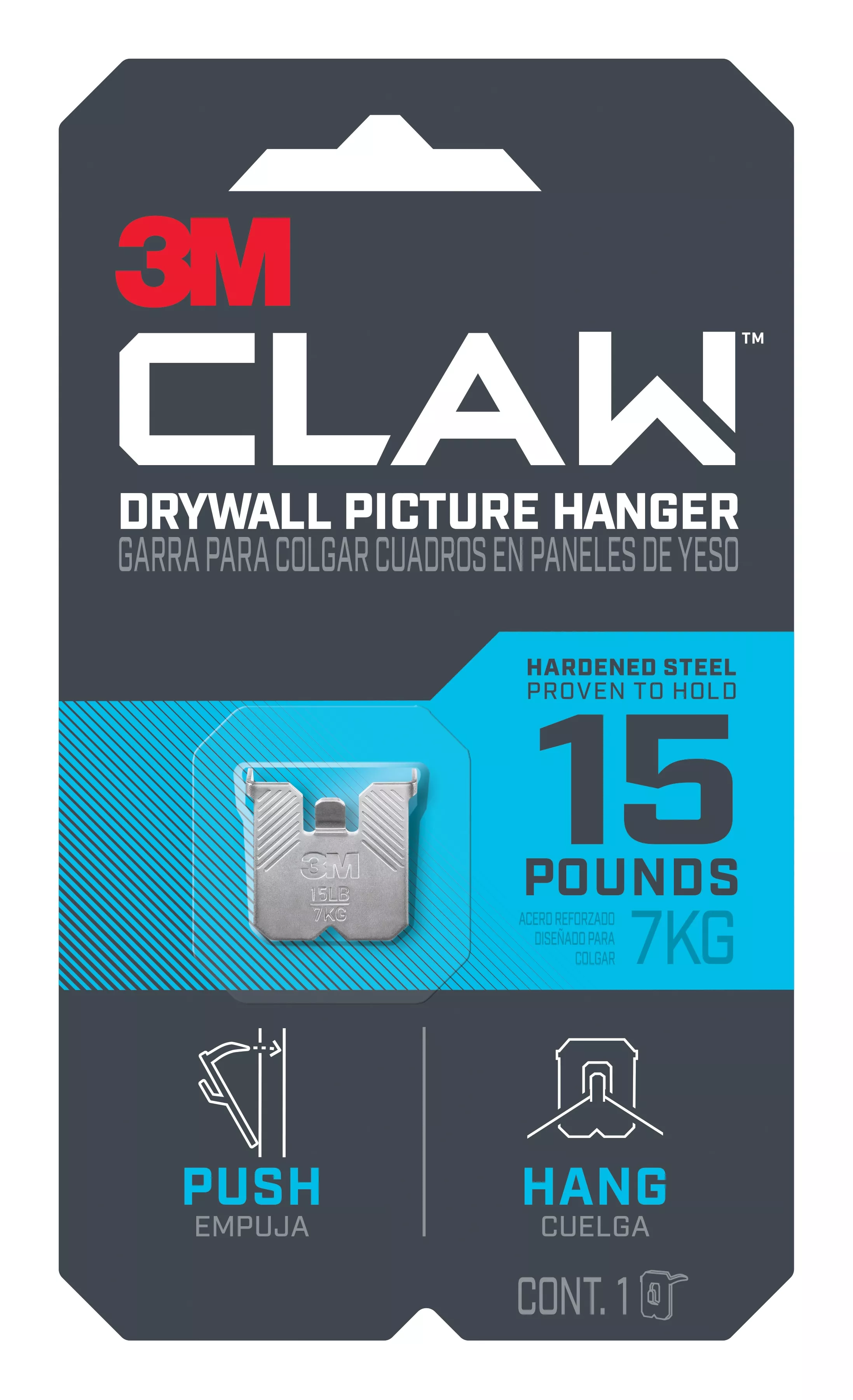 3M™ CLAW™ Drywall Picture Hanger 15lb 3PH15-1EF, 1 Hanger