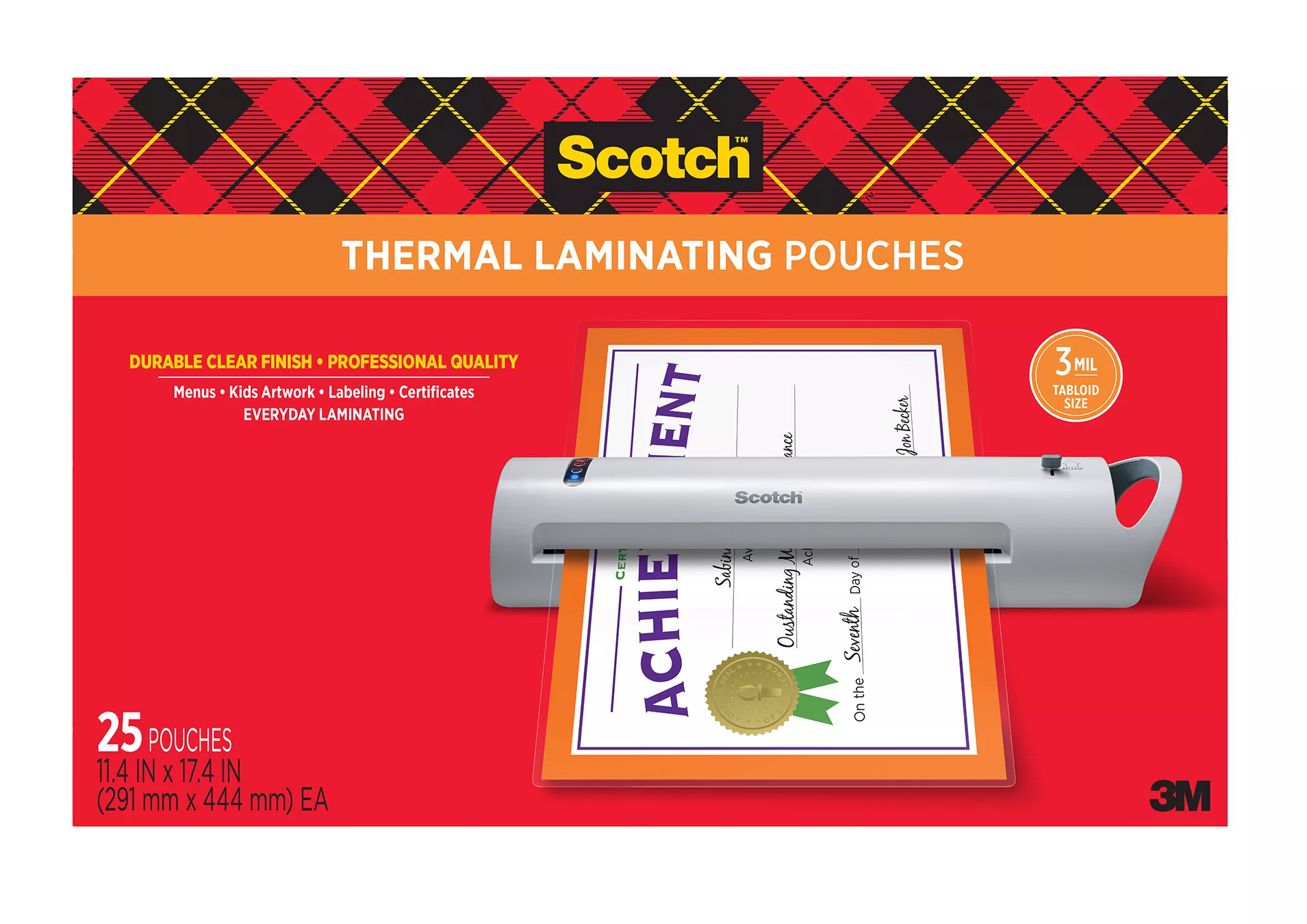 Scotch™ Laminating Pouches TP3856-25, 11.45 in x 17.48 in (290 mm x 443 mm)