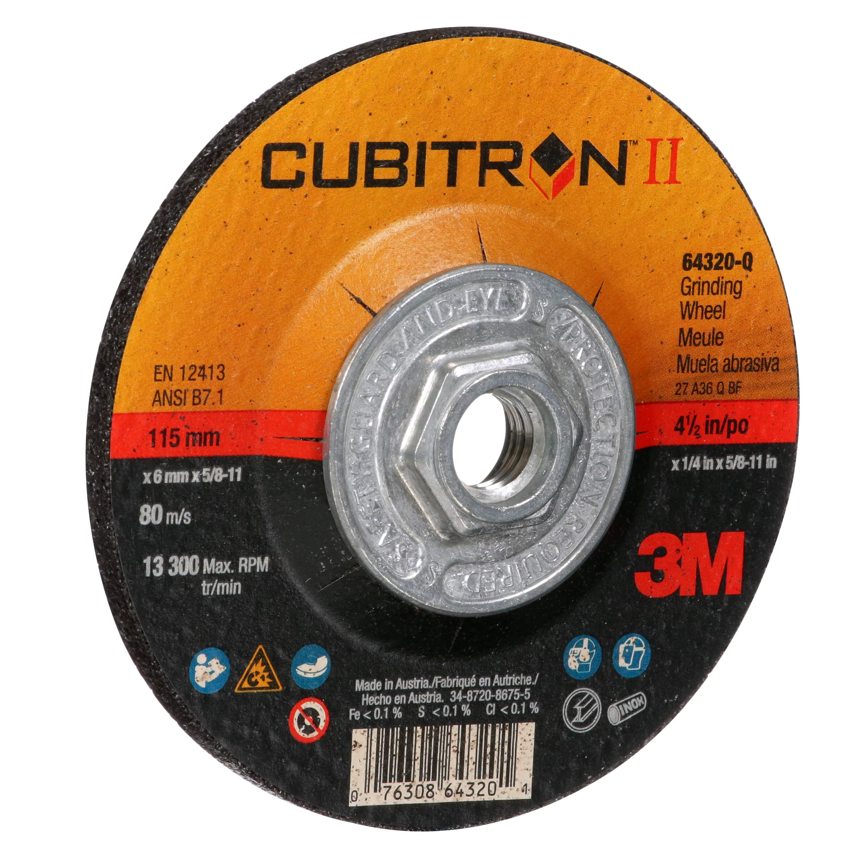 SKU 7100244823 | 3M™ Cubitron™ II Depressed Center Grinding Wheel
