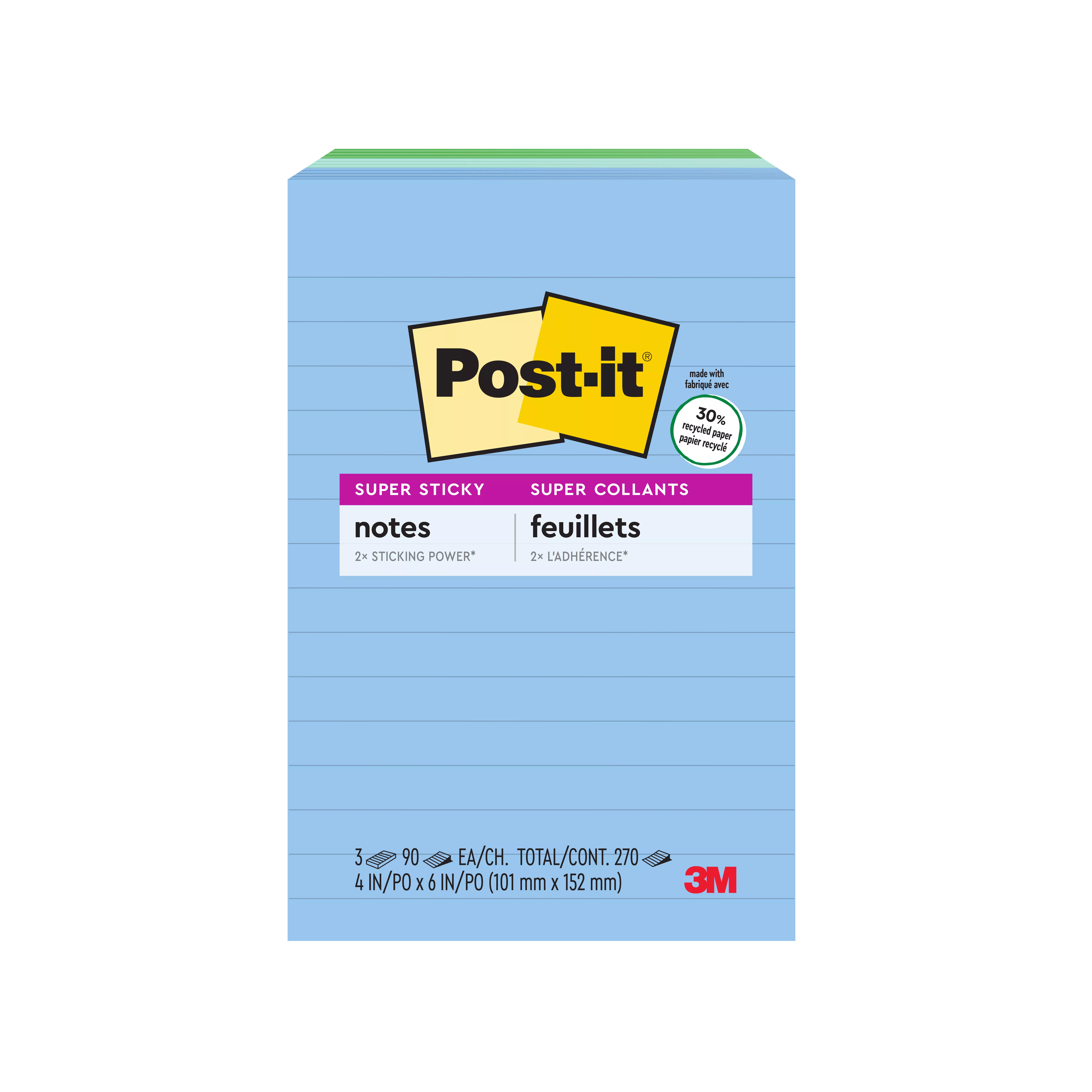SKU 7100230242 | Post-it® Super Sticky Recycled Notes 660-3SST
