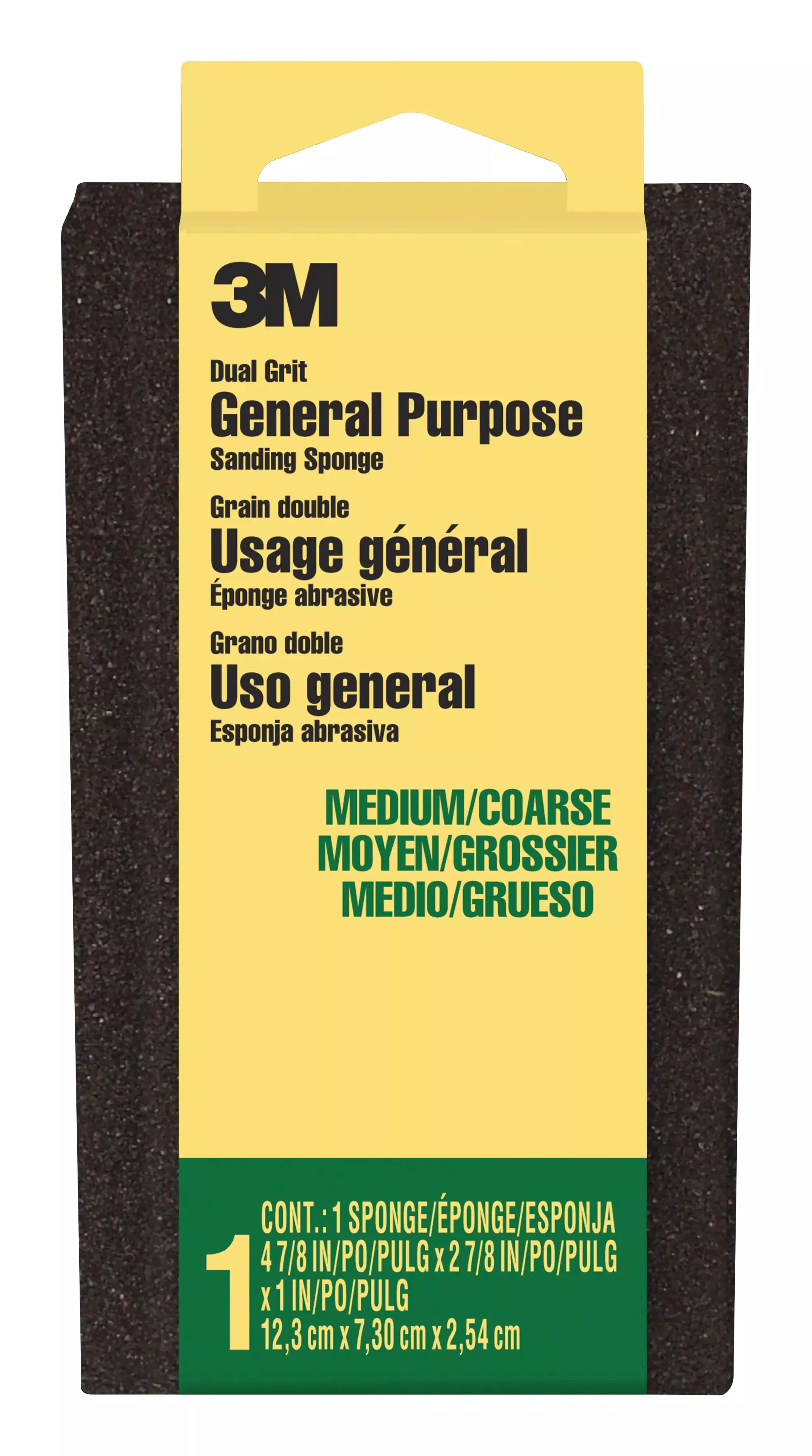 3M™ General Purpose Sanding Sponge DSMC-ESF-10, 2 7/8 in x 4 7/8 in x 1 in, Dual Grit, Medium/Coarse, 10 ea/cs
