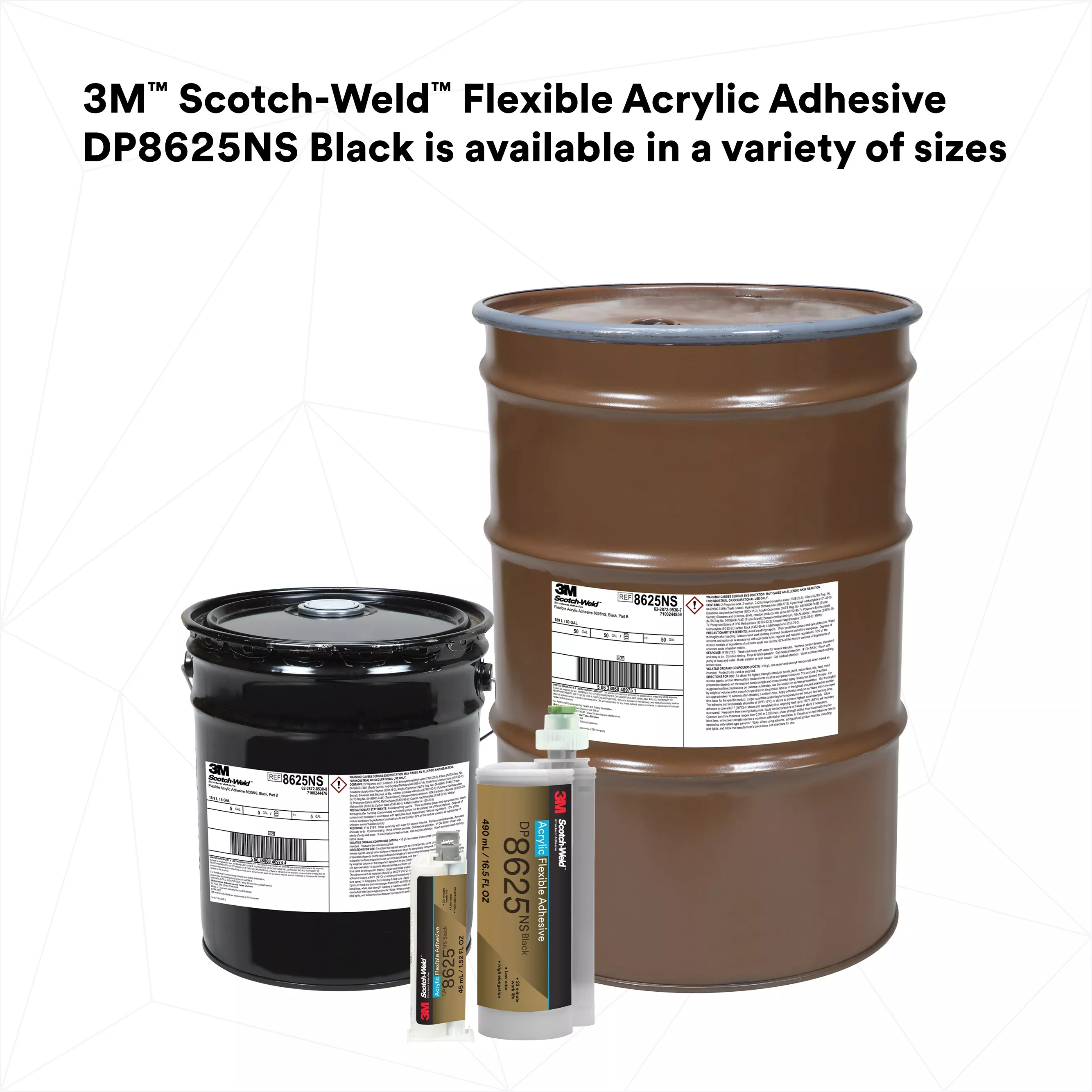SKU 7100244478 | 3M™ Scotch-Weld™ Flexible Acrylic Adhesive DP8625NS