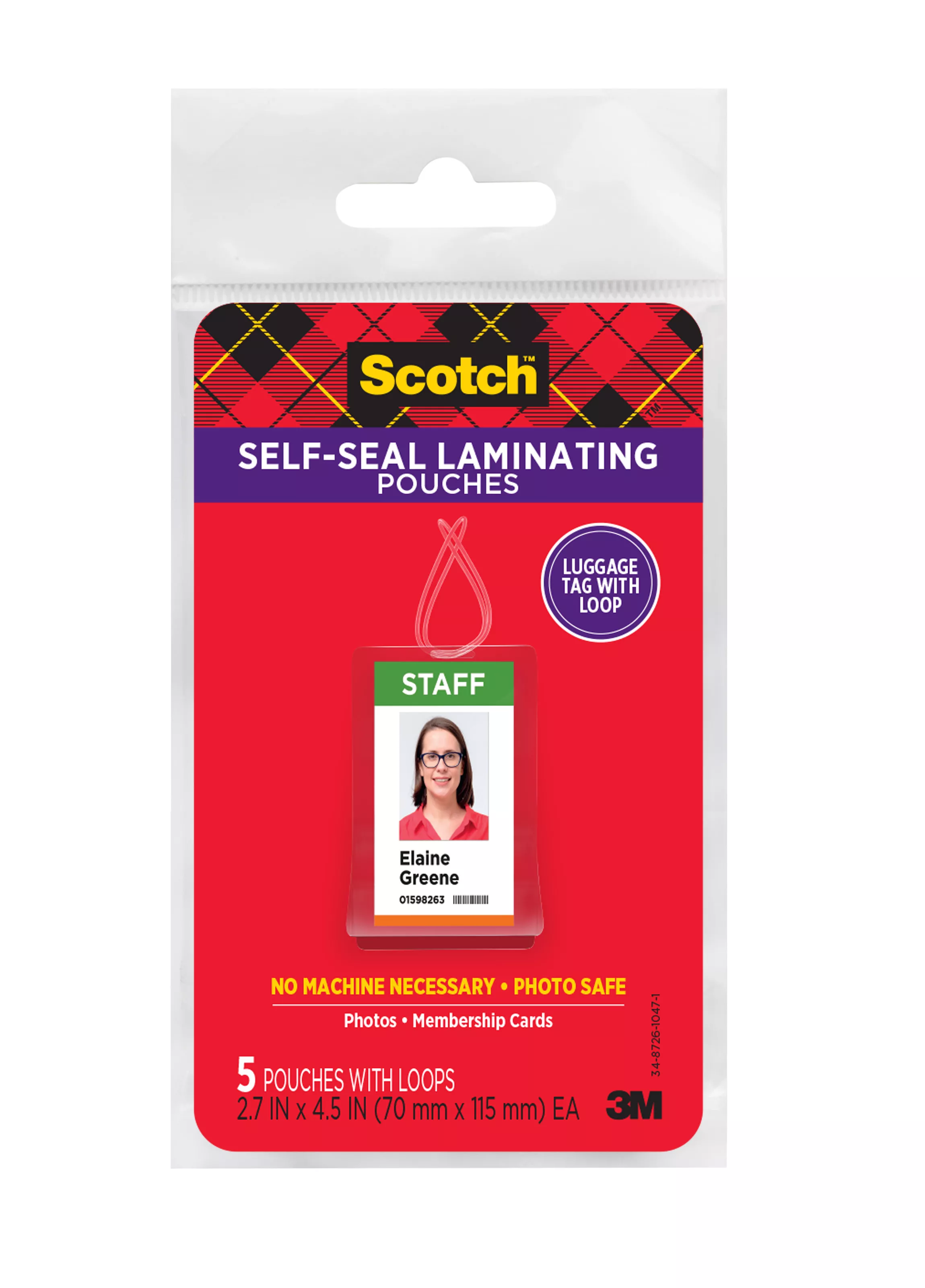 SKU 7010369877 | Scotch™ Self-Sealing Laminating Pouches LS853-5G Bag Tags