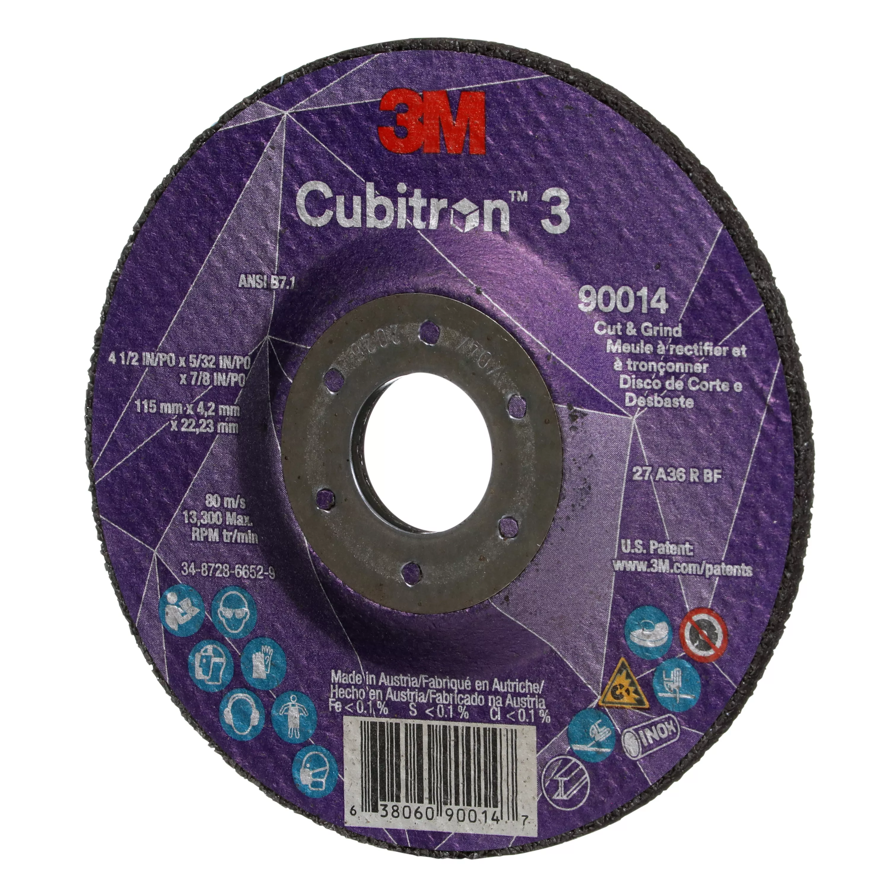 SKU 7100303968 | 3M™ Cubitron™ 3 Cut and Grind Wheel