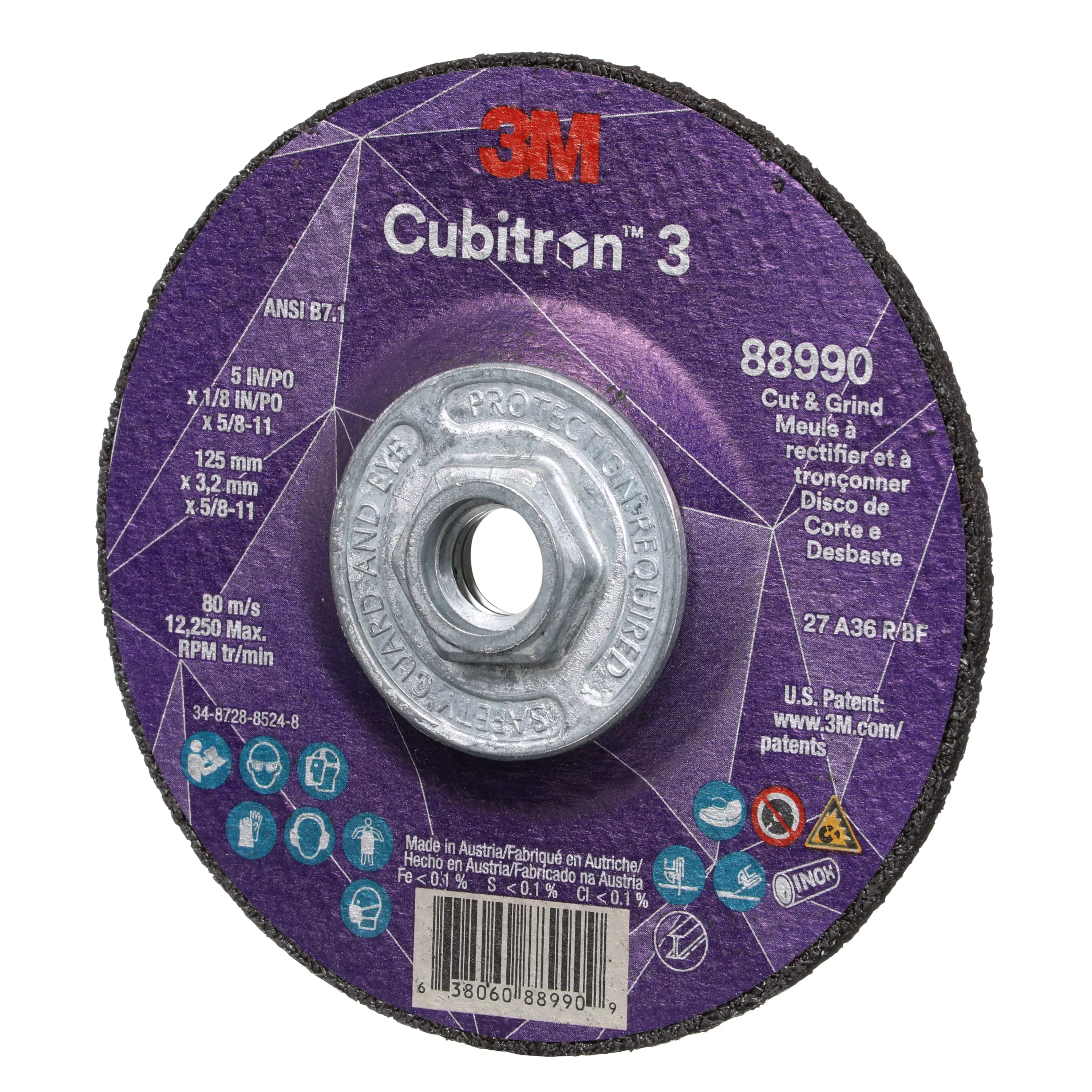 Product Number 88990 | 3M™ Cubitron™ 3 Cut and Grind Wheel