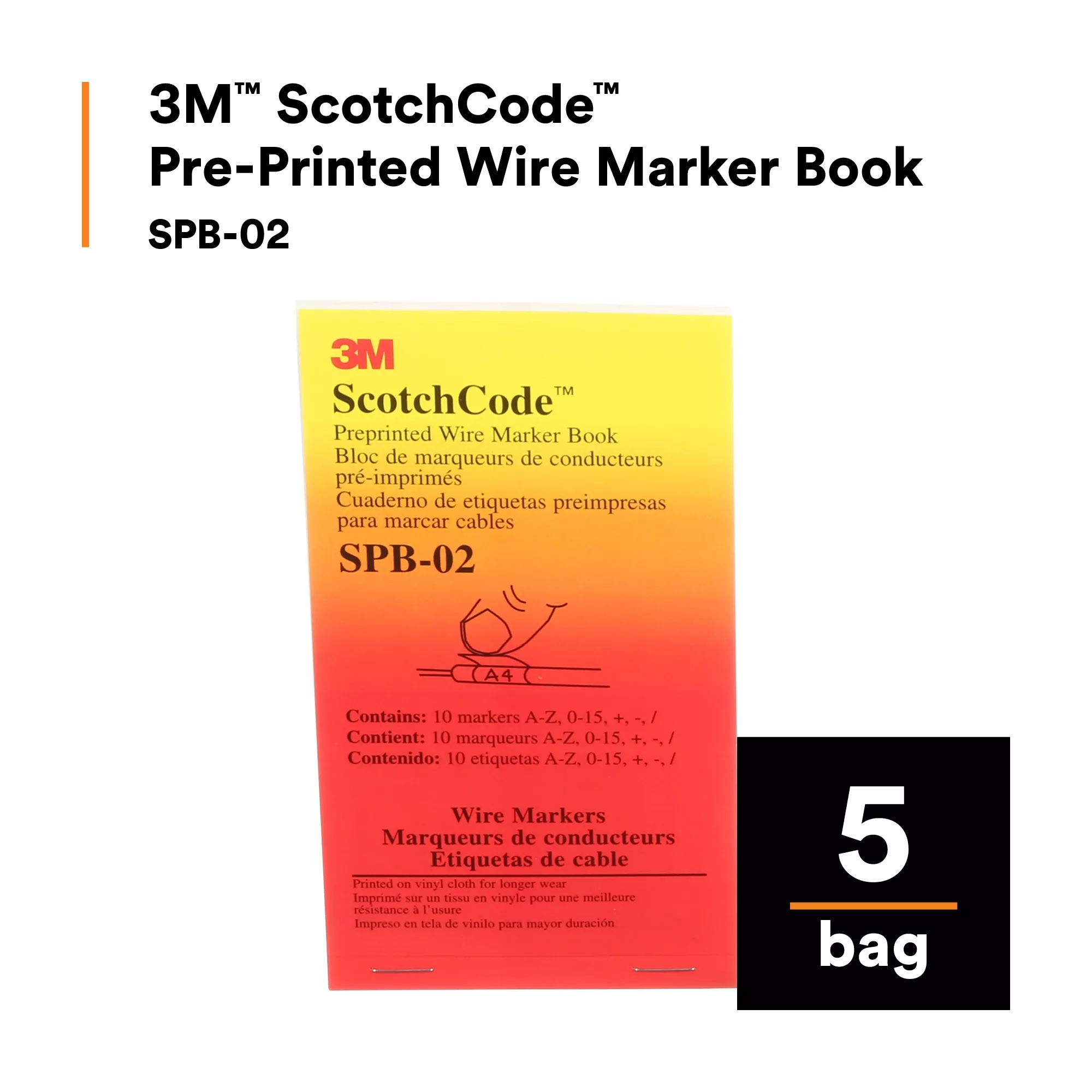 SKU 7000132479 | 3M™ ScotchCode™ Pre-Printed Wire Marker Book SPB-02
