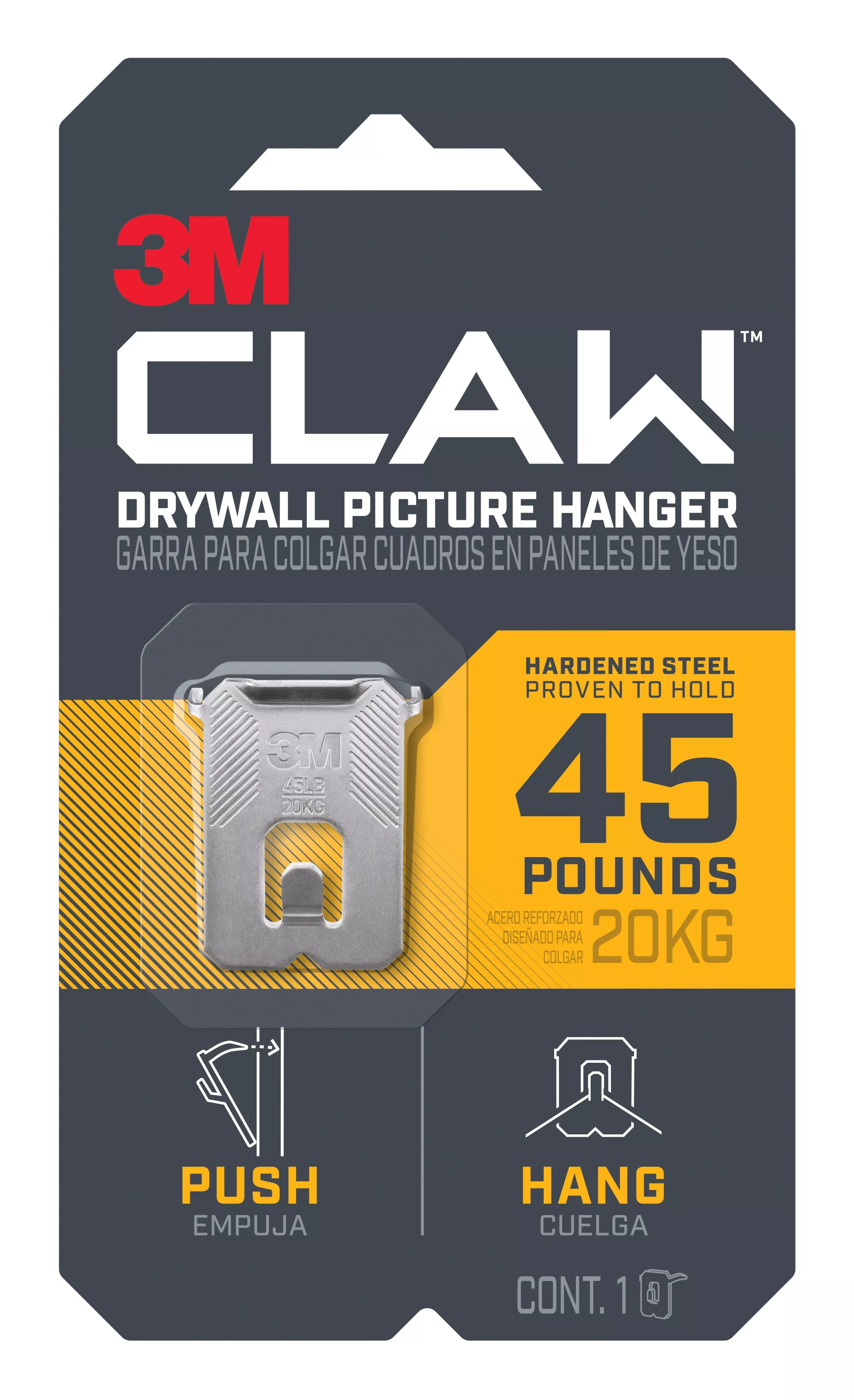 3M CLAW™ Drywall Picture Hanger 45 lb 3PH45-1EF, 1 hanger