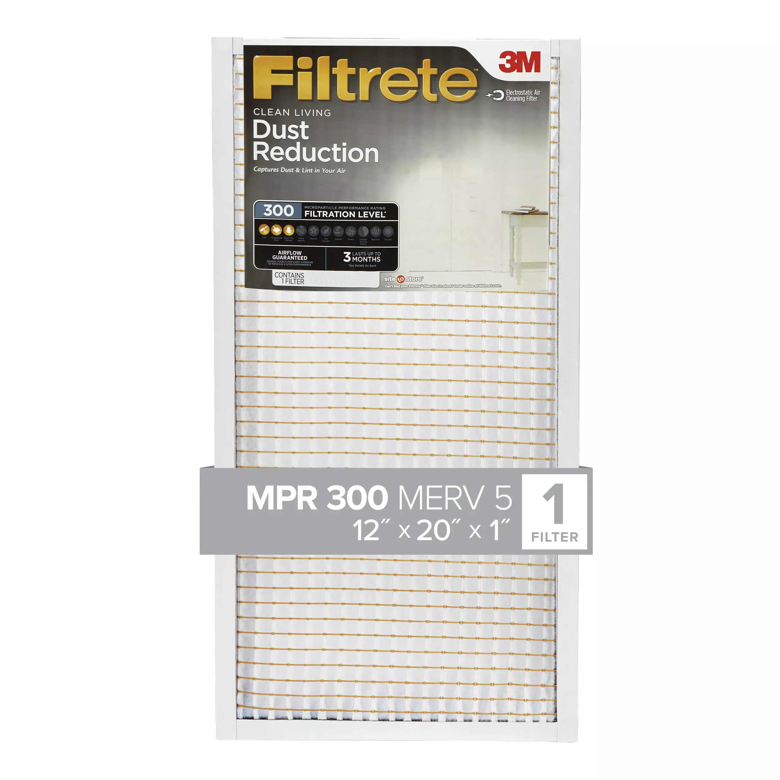 Filtrete™ Dust Reduction Filter 319-4, 12 in x 20 in x 1 in (30.4 cm x
50.8 cm x 2.5 cm)