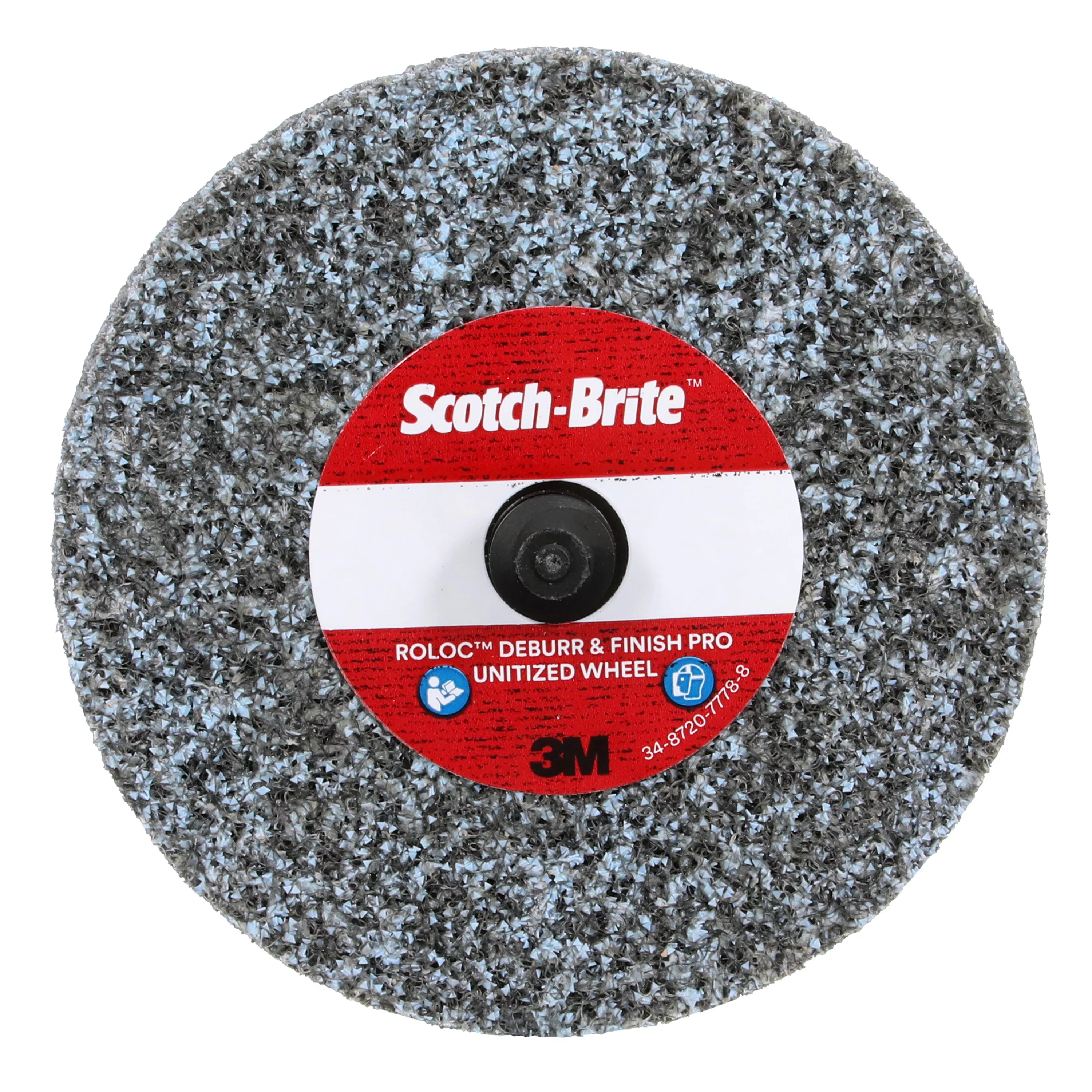 Scotch Brite™ Roloc™ Deburr & Finish PRO Unitized Wheel, DP-UR, 4C Medium+, TR, 3 in x 1/4 in, 10/Carton, 40 ea/Case
