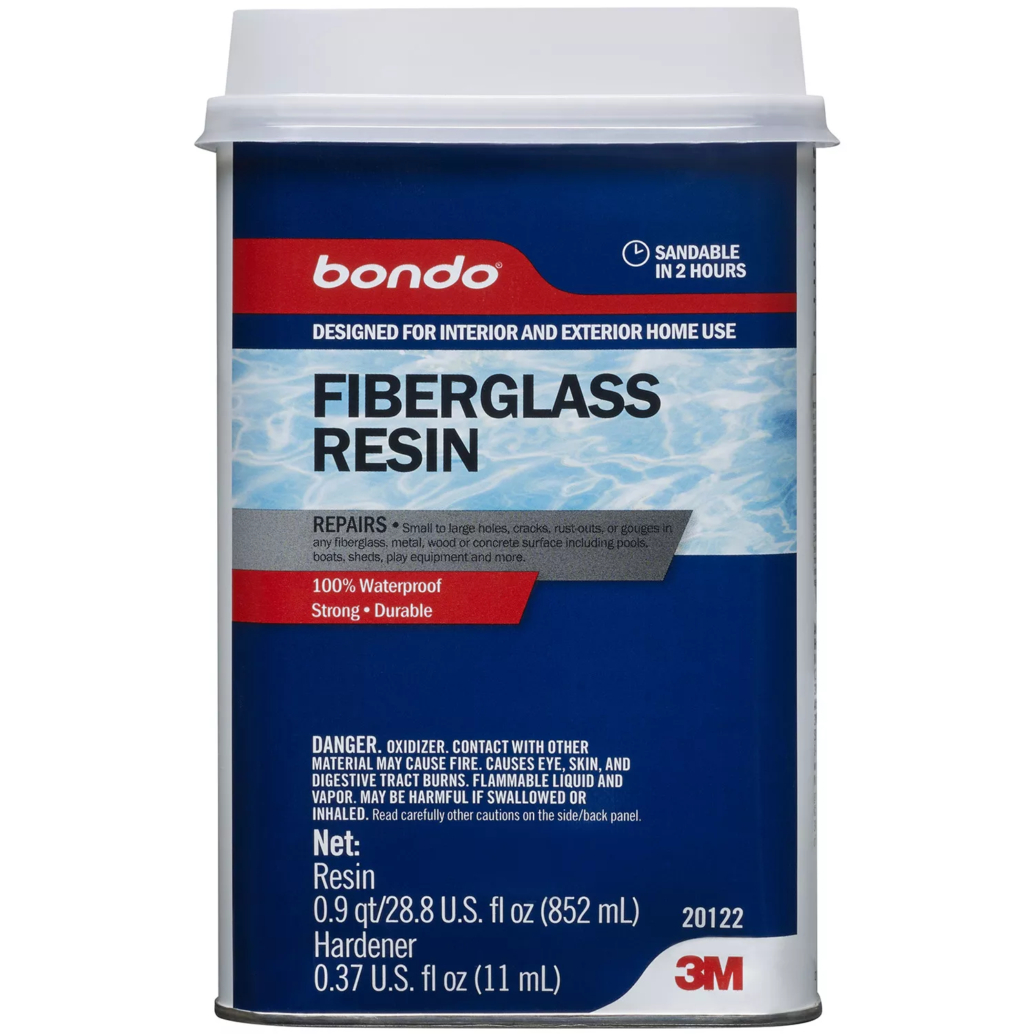 Bondo® Fiberglass Resin, 20122, 0.9 Quart, 4 per case
