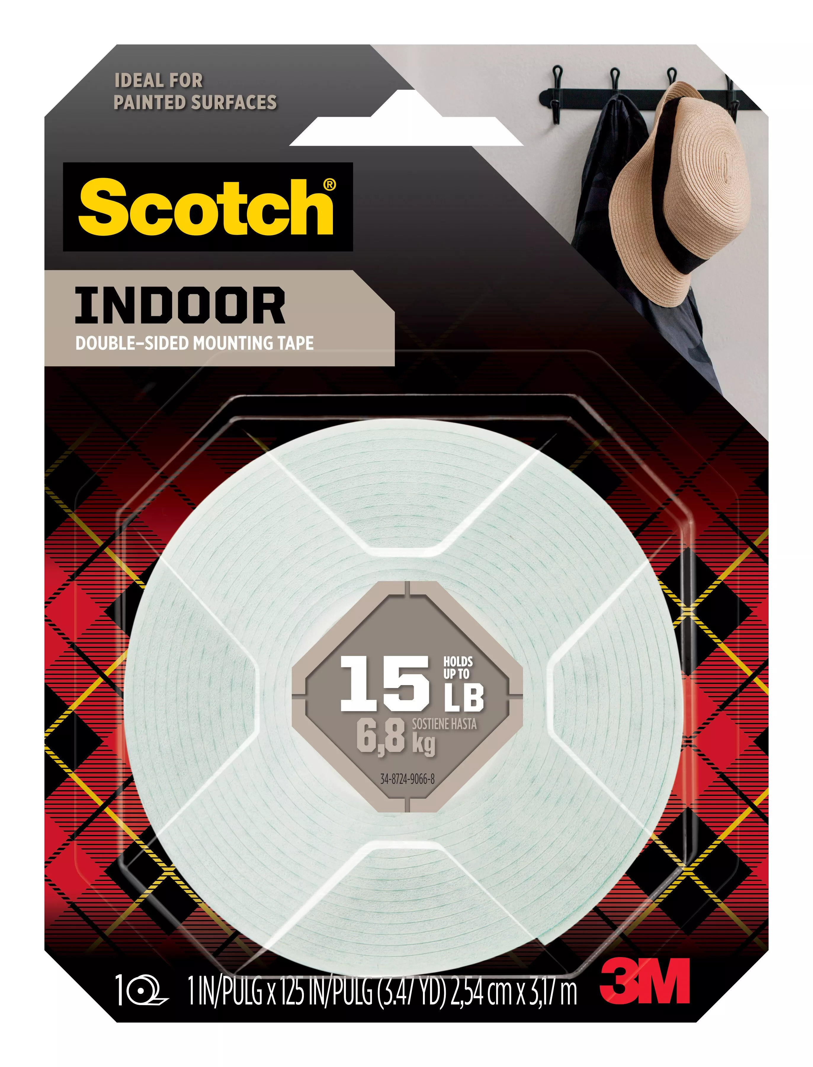 Scotch® Indoor Double-Sided Mounting Tape 314S-MED, 1 in x 125 in (2.54 cm x 3.17 m)