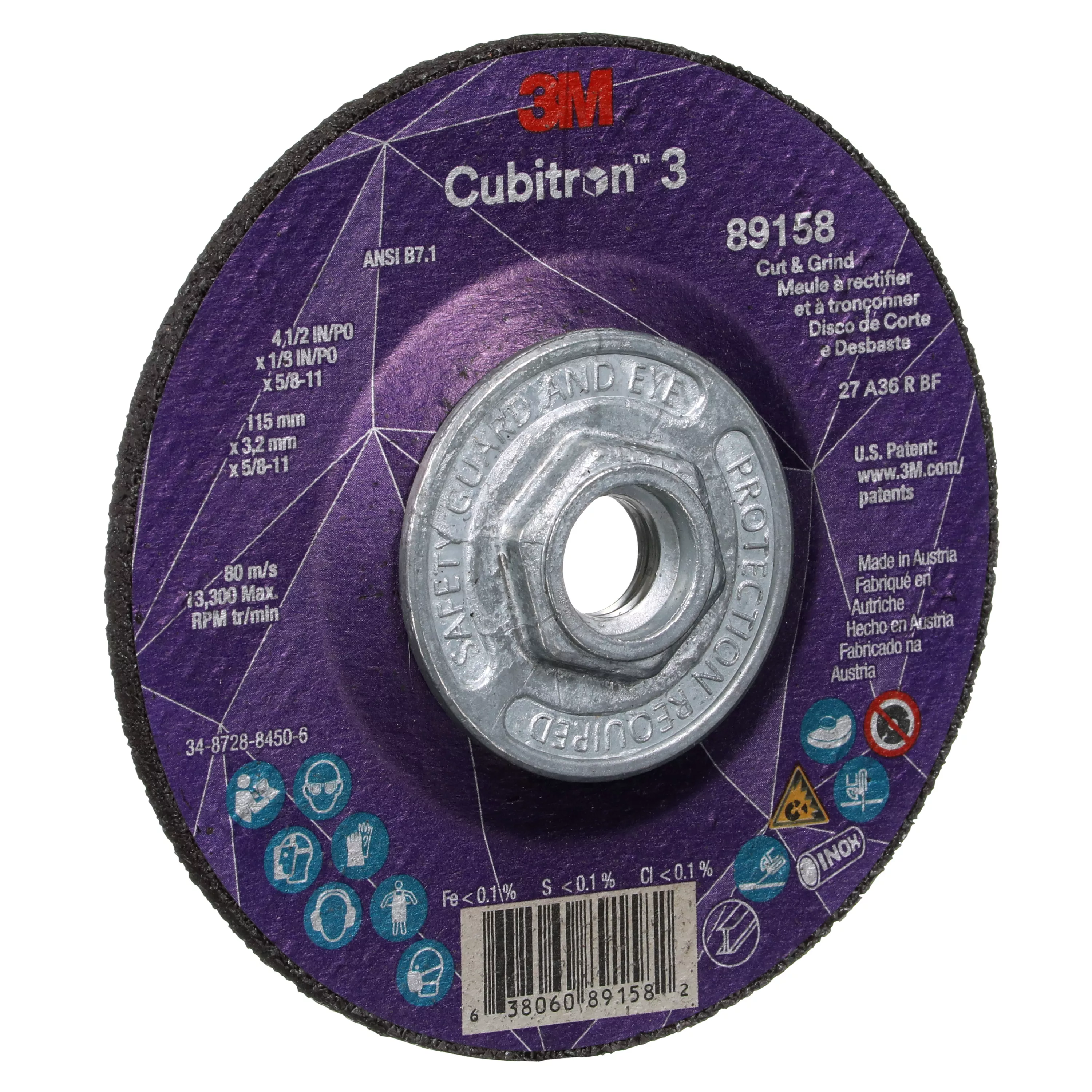 Product Number 89158 | 3M™ Cubitron™ 3 Cut and Grind Wheel