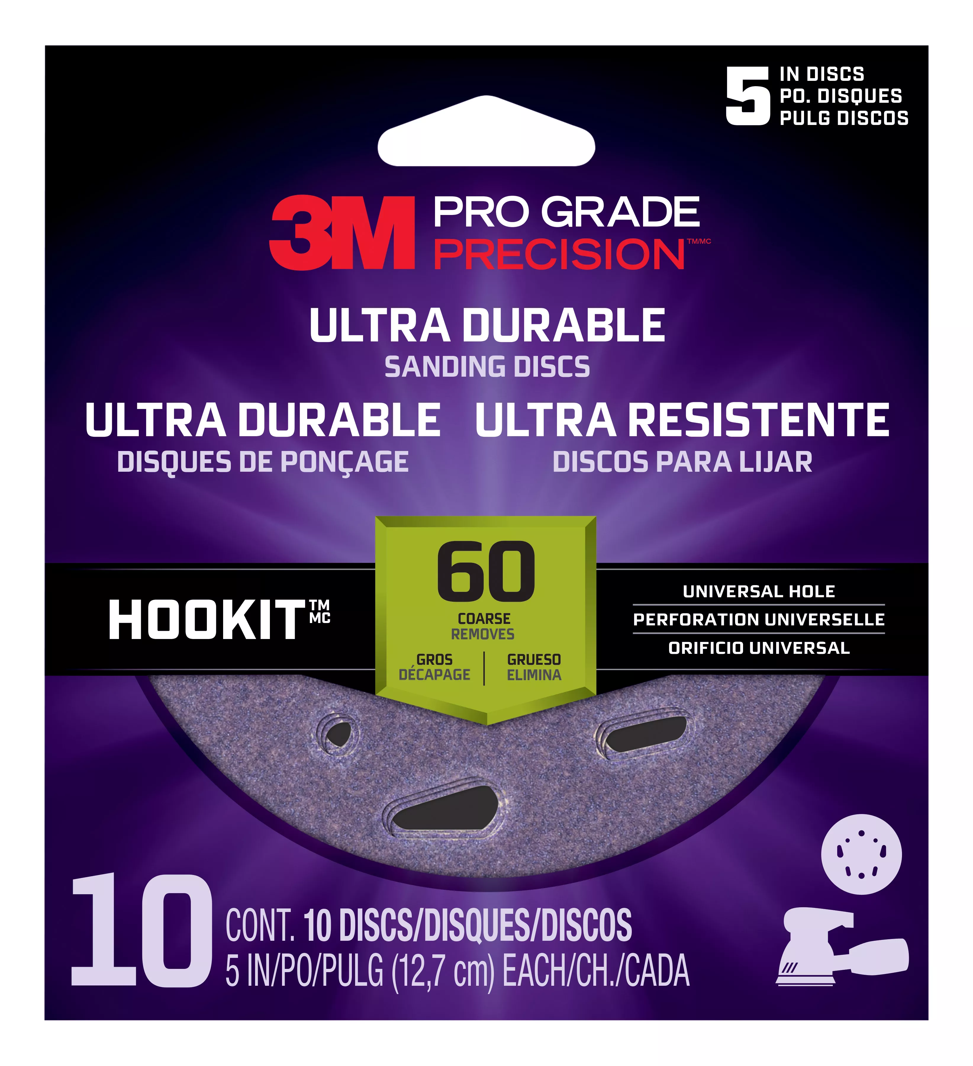 3M™ Pro Grade Precision™ Ultra Durable Universal Hole Sanding Disc
DUH560TRI-10I, 5 inch UH, 60, 10/pack