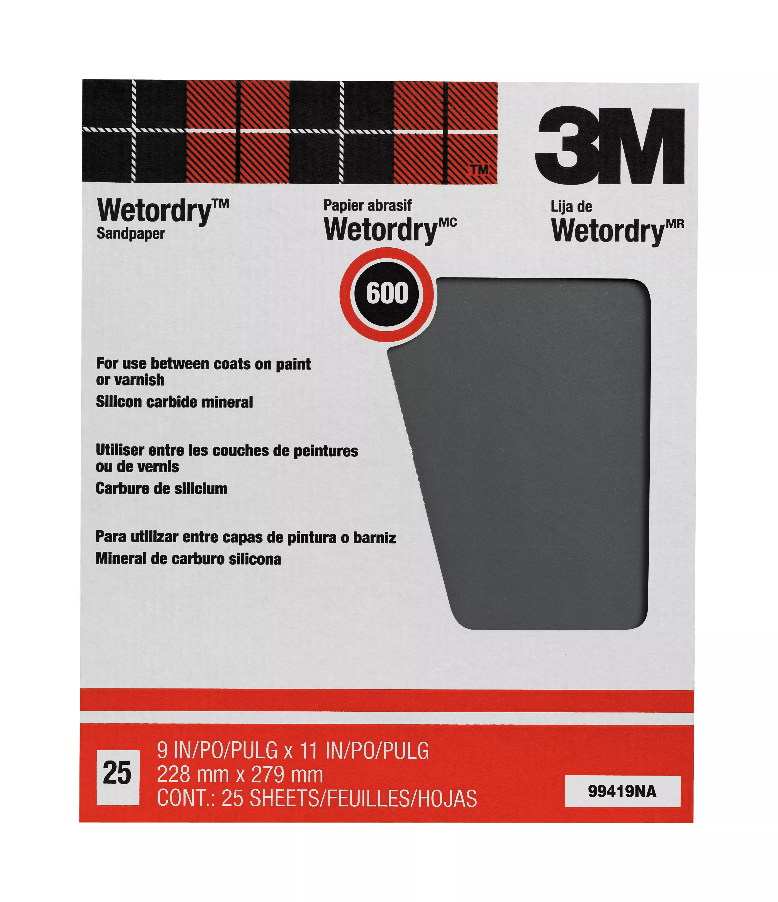 3M™ Pro-Pak™ Wetordry™ Sanding Sheets 88600NA, 9 in x 11 in, 180C grit,
25 sht pk