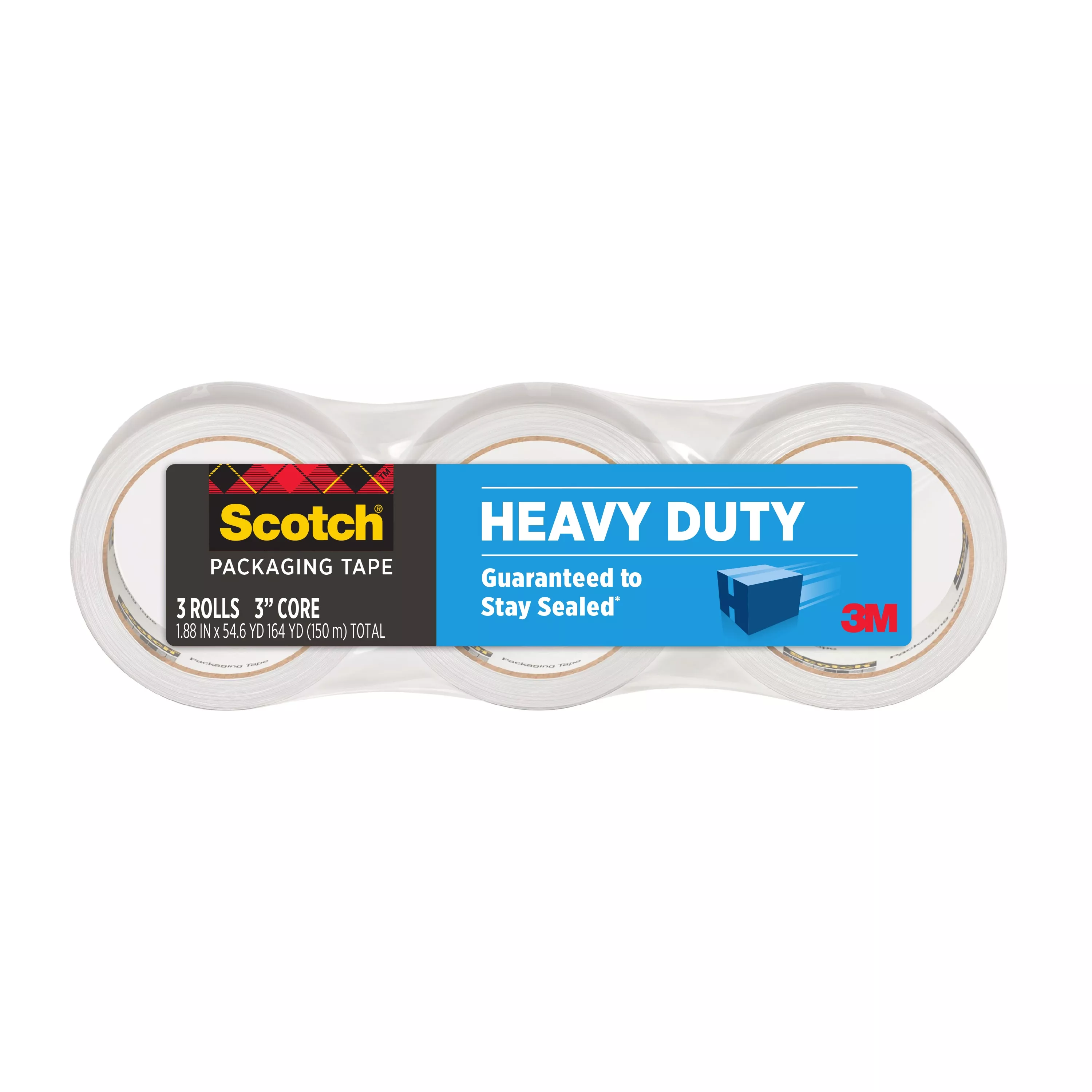 Scotch® Heavy Duty Shipping Packaging Tape 3850-3, 1.88 in x 54.6 yd.
(48 mm x 50 m), 3/Pack