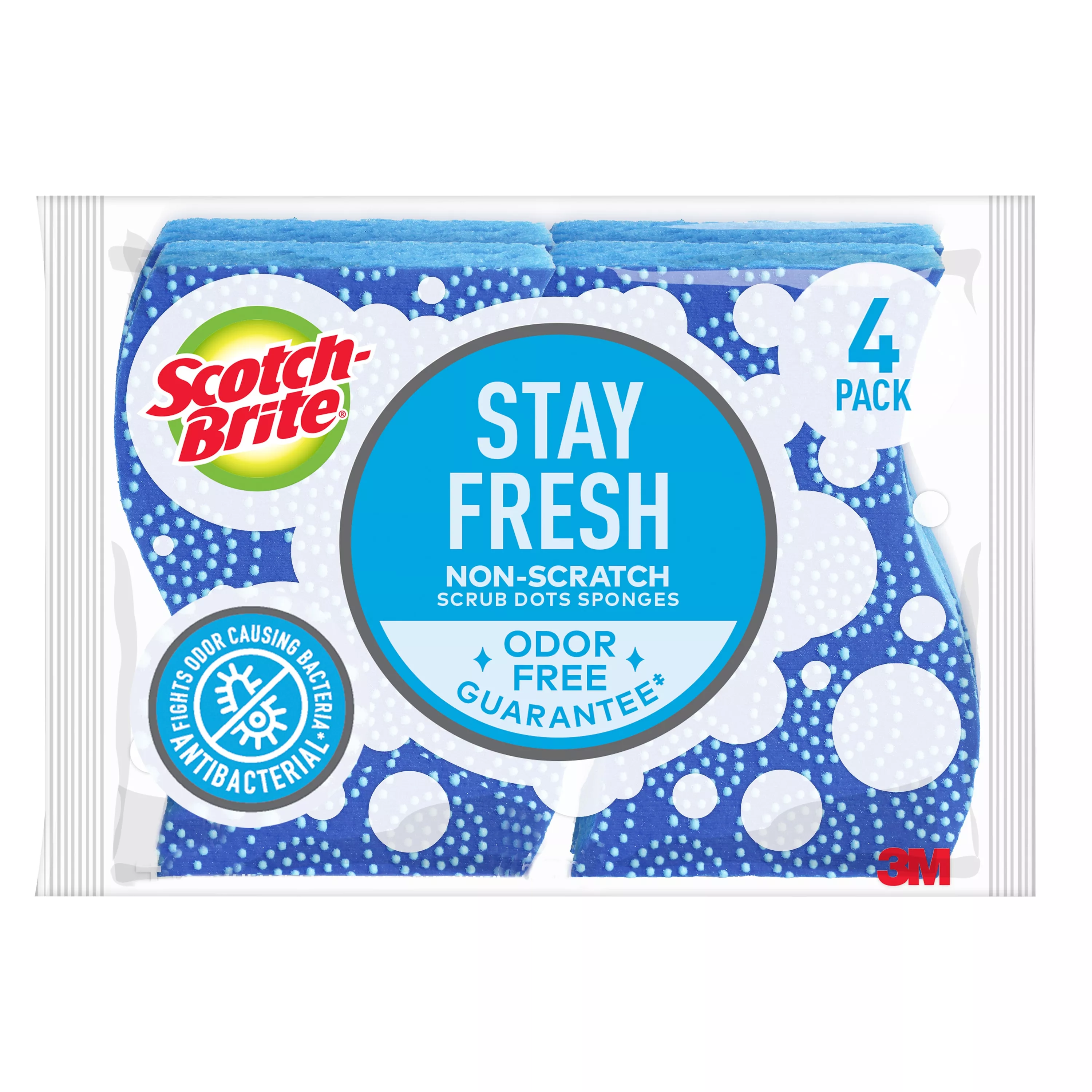 Scotch-Brite® Stay Fresh Non-Scratch Scrub Dots Sponge 20304-9, 4.4 in x 2.6 in x 0.6 in (111 mm x 66 mm x 15 mm), 9/4