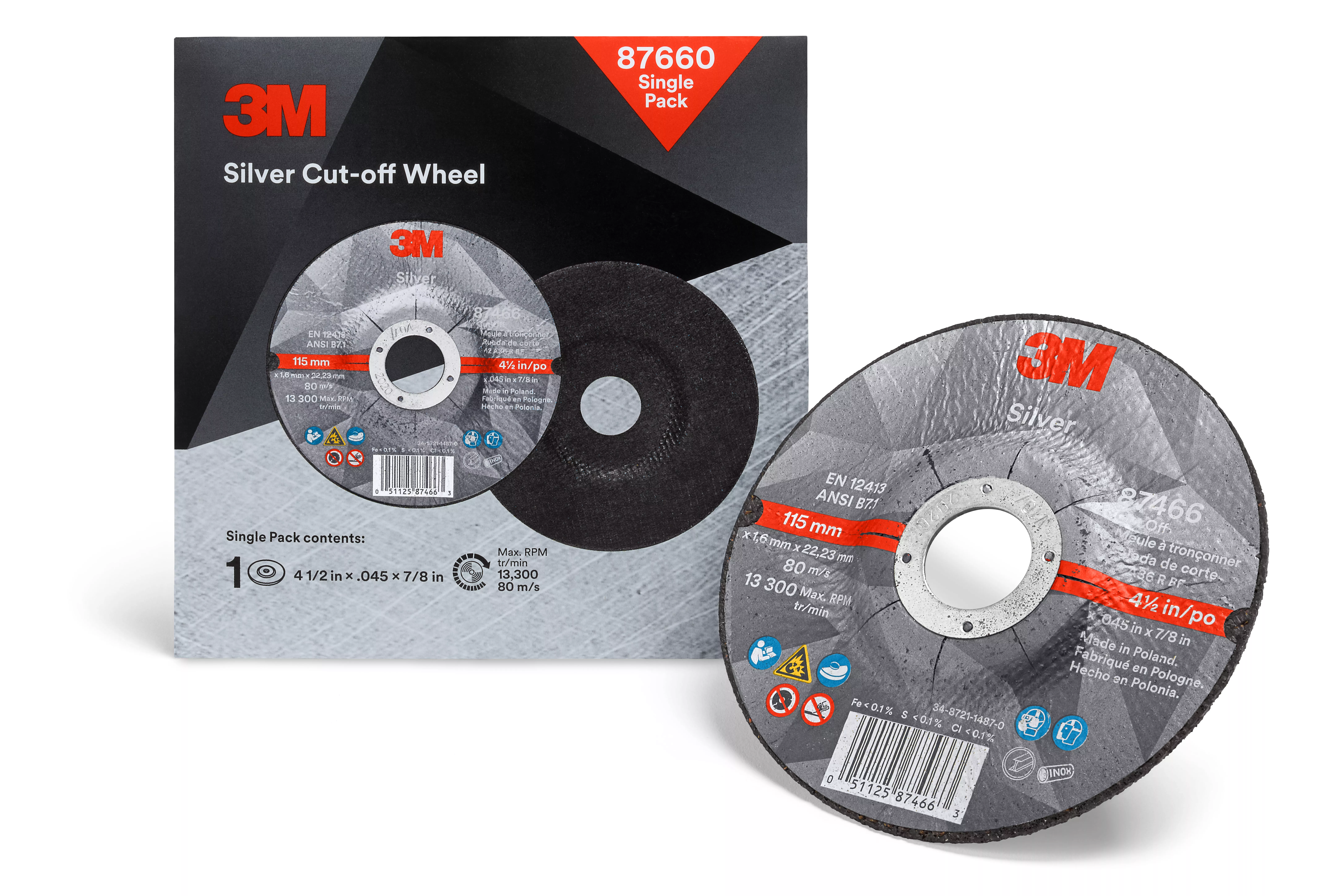SKU 7100176080 | 3M™ Silver Cut-off Wheel 87660