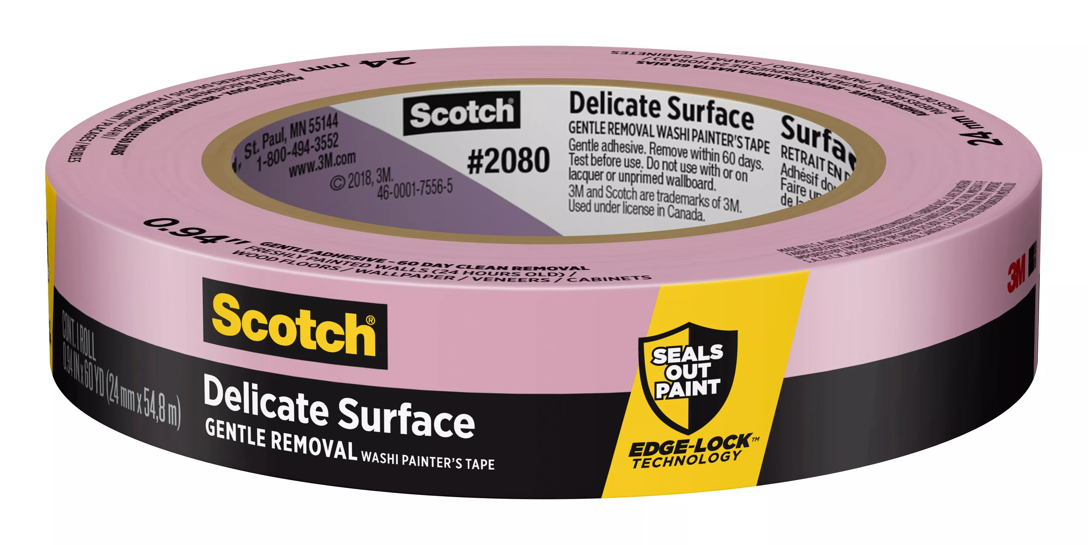 Scotch® Delicate Surface Painter's Tape 2080-24EC, 0.94 in x 60 yd (24mm
x 54,8m)