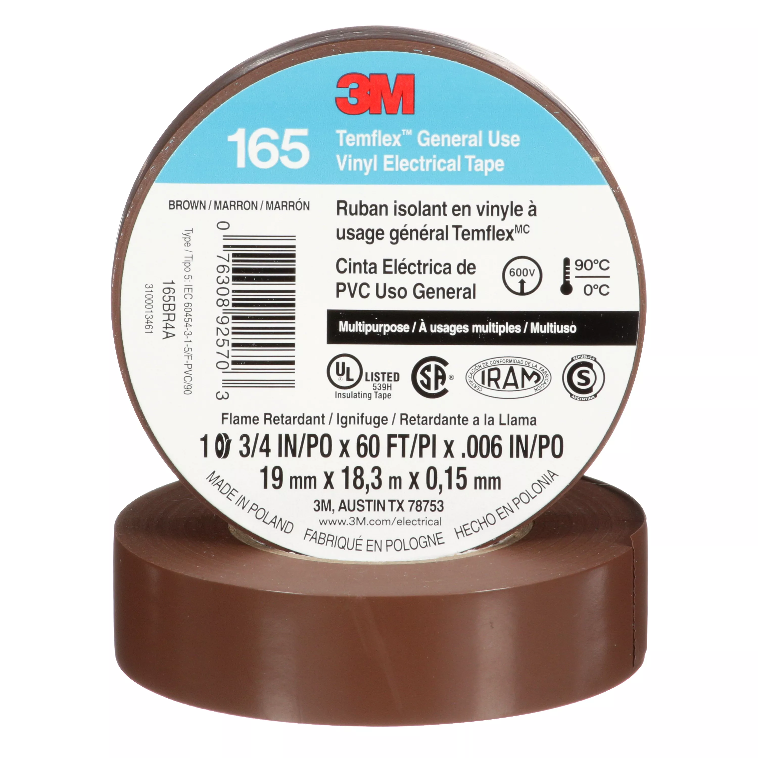 SKU 7100169191 | 3M™ Temflex™ Vinyl Electrical Tape 165