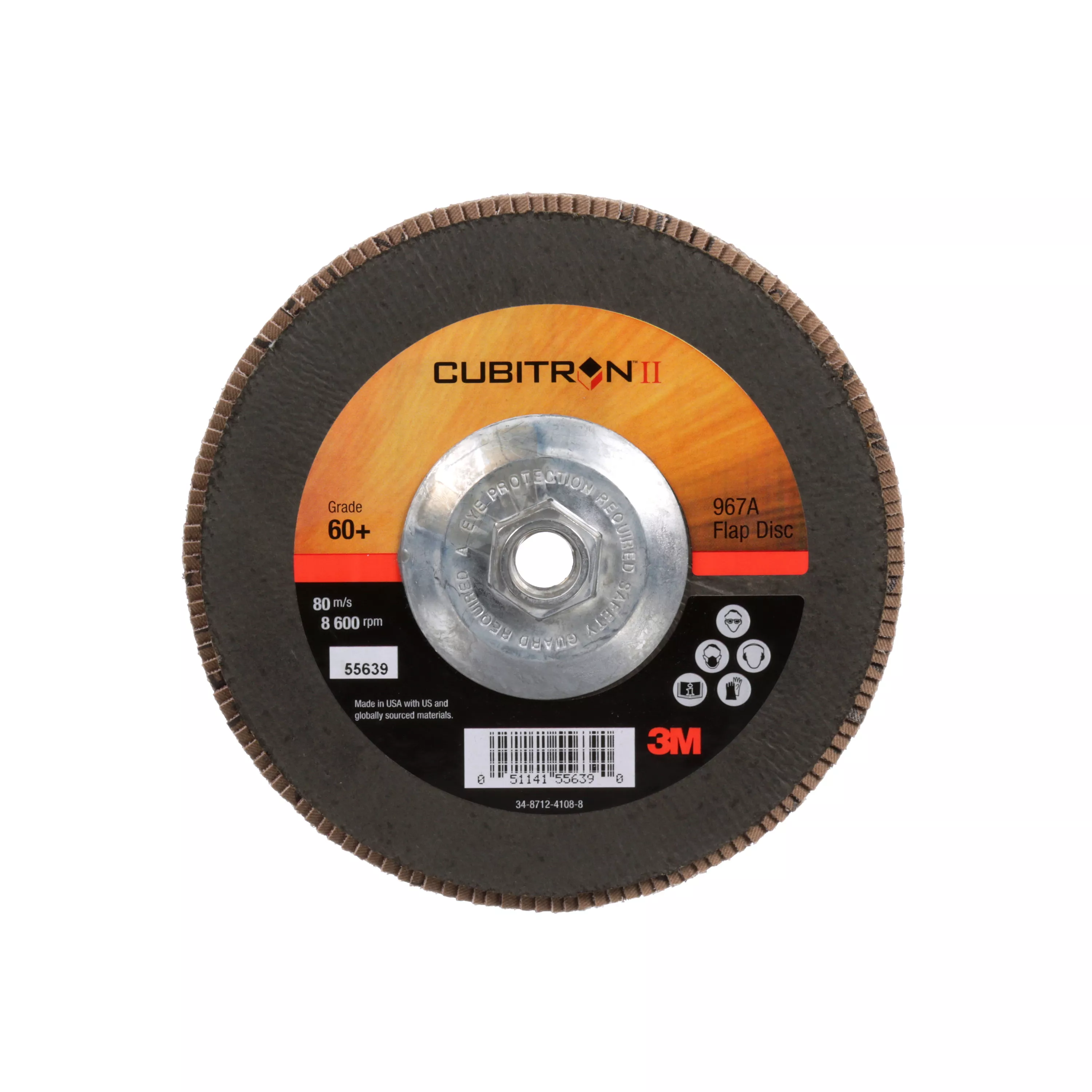 3M™ Cubitron™ II Flap Disc 967A, 60+, T27 Quick Change, 7 in x 5/8