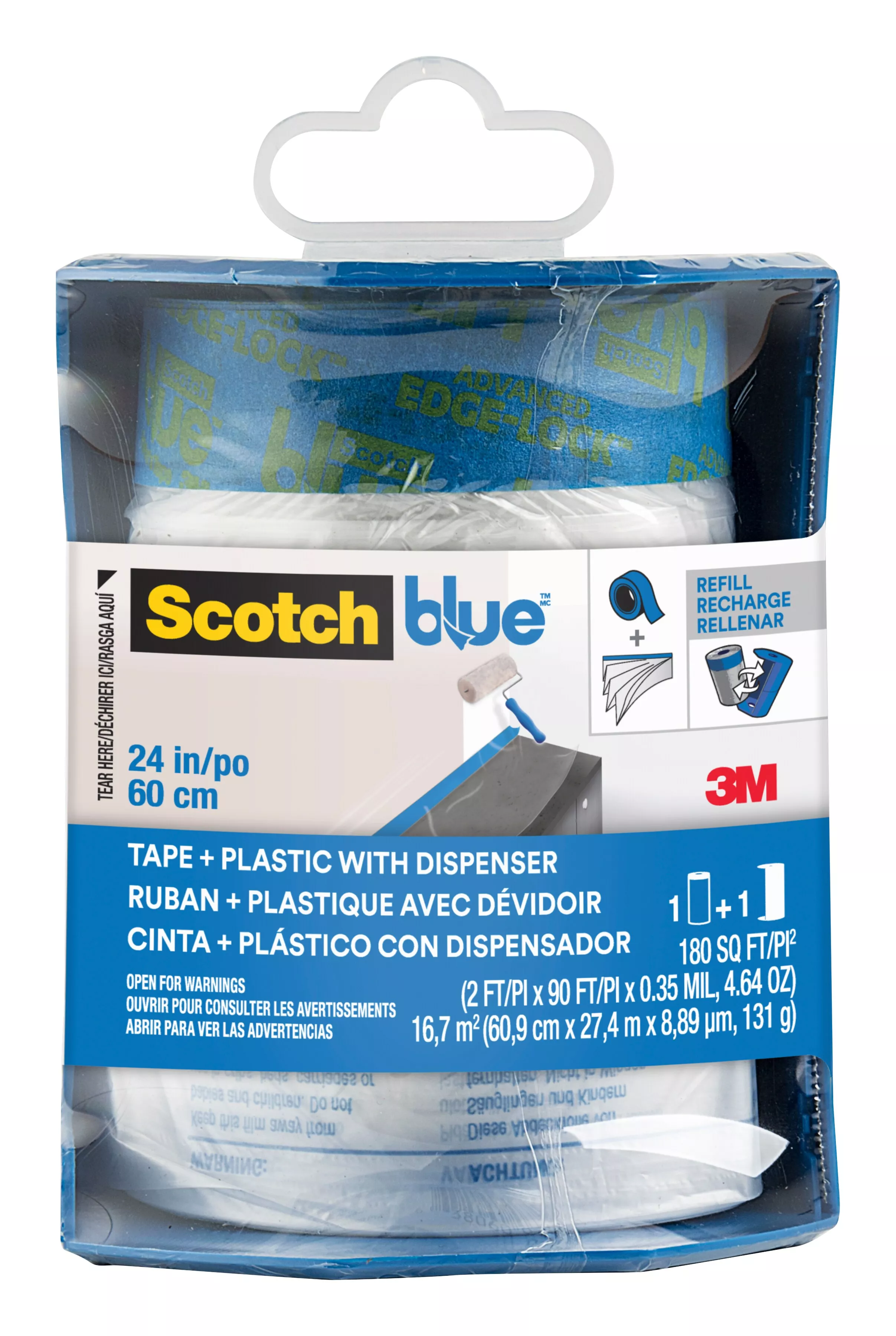3M™ ScotchBlue™ Tape + Plastic with Dispenser PTD2093EL-24-S