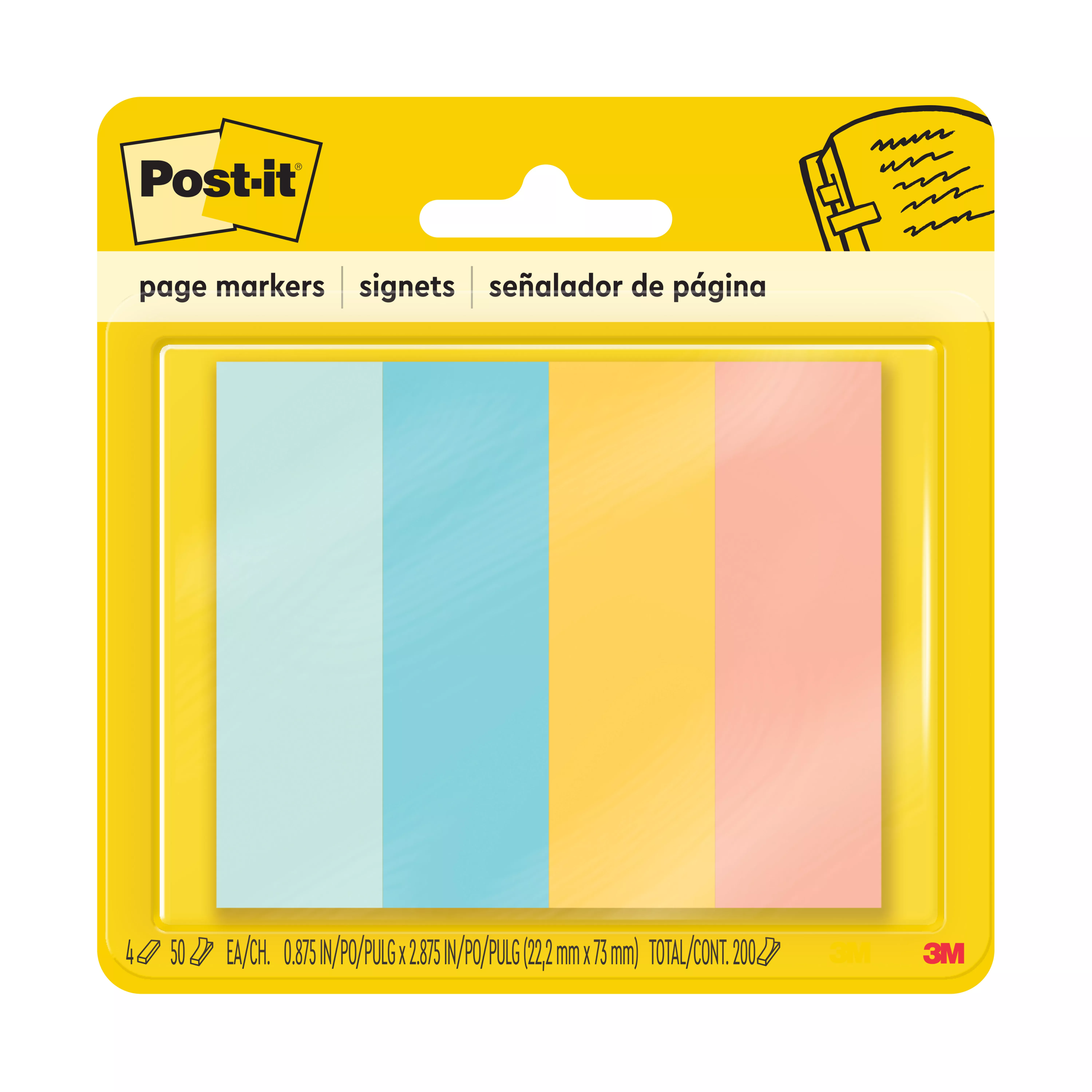 Post-it® Page Marker 671-4AF, 7/8 in x 2 7/8 in x (22,2 mm x 73 mm)
Assorted Colors