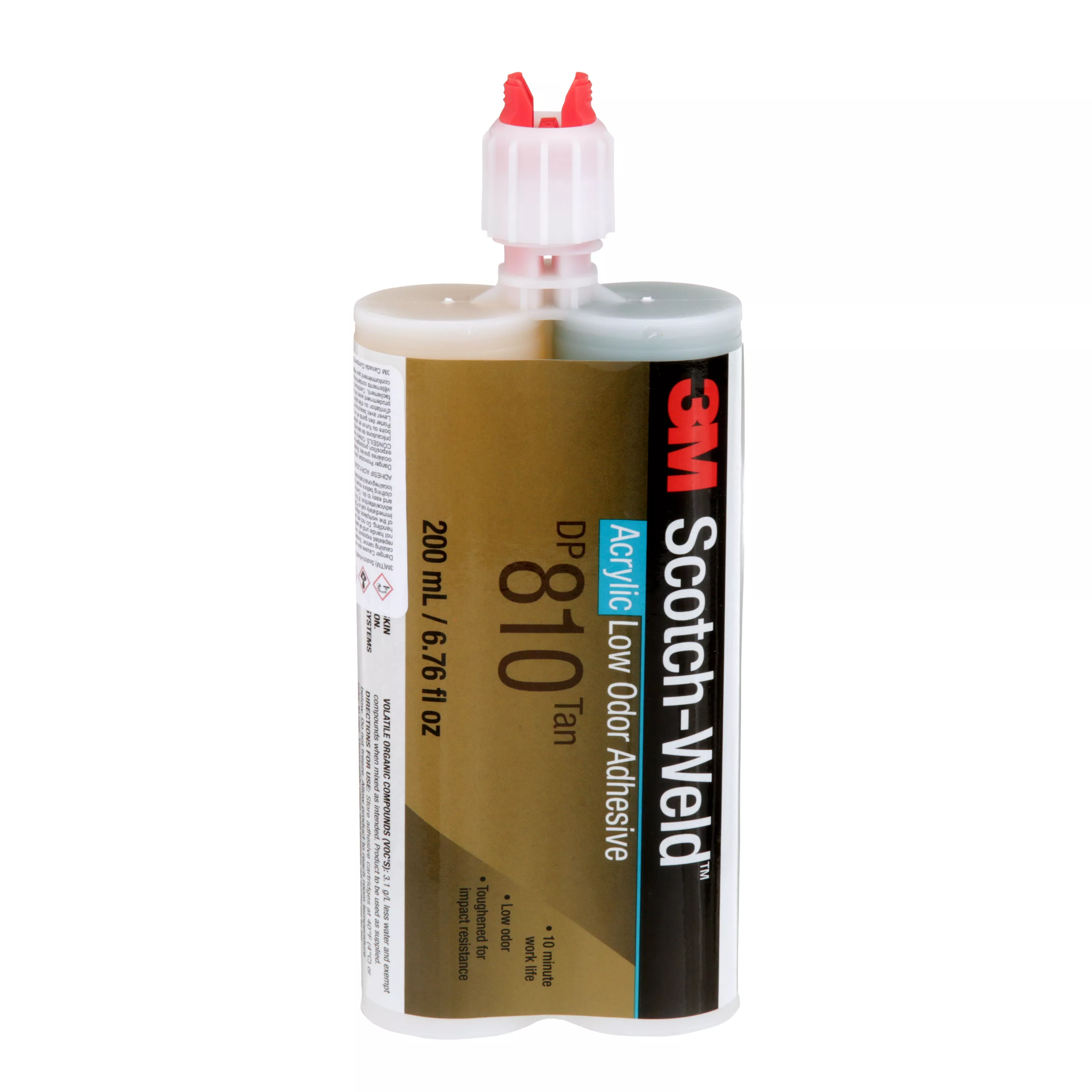 3M™ Scotch-Weld™ Low Odor Acrylic Adhesive DP810, Tan, 200 mL Duo-Pak,
12/Case