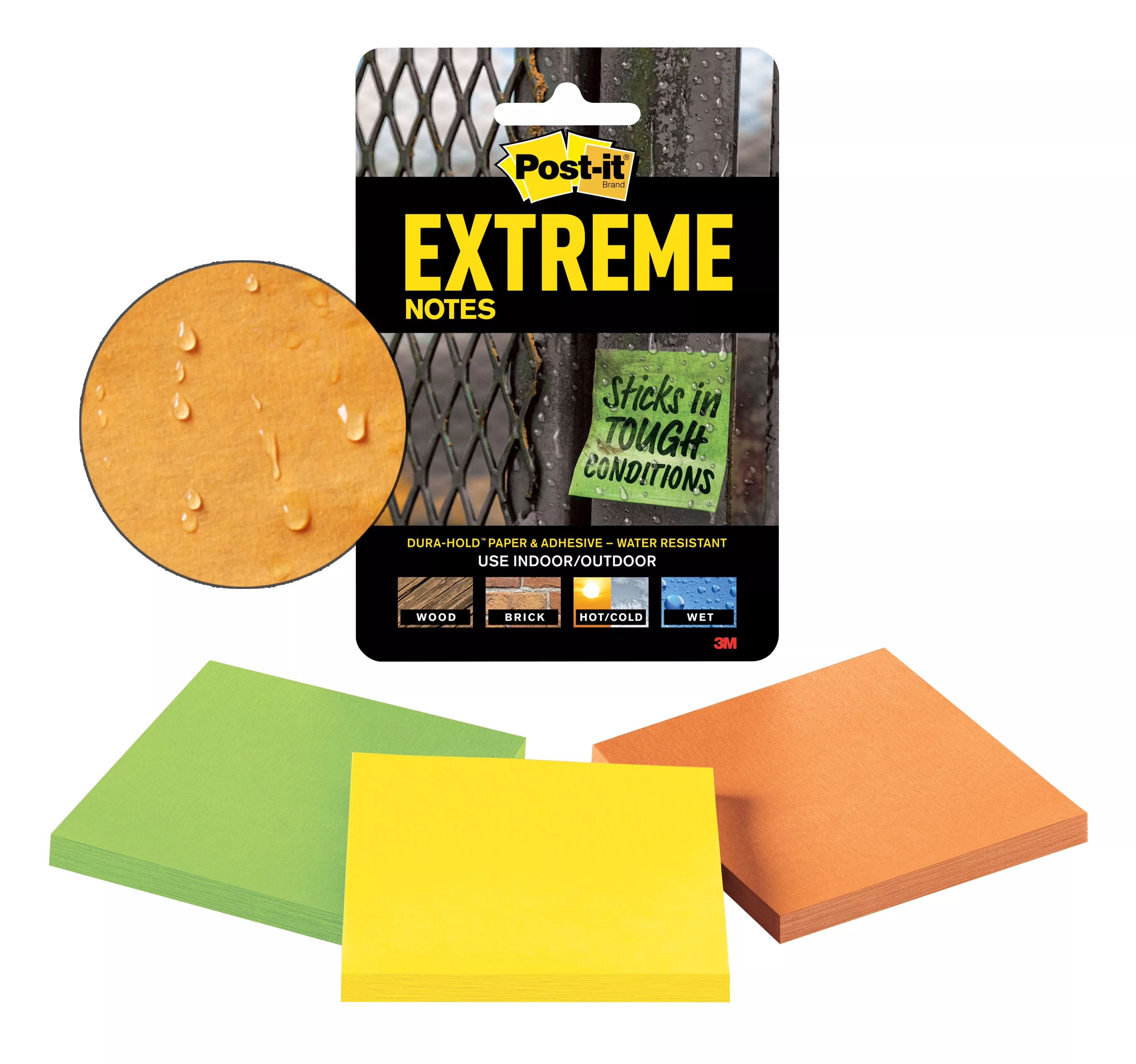 Post-it® Extreme Notes, EXTRM33-3TRYMX, 3 in x 3 in (76 mm x 76 mm)