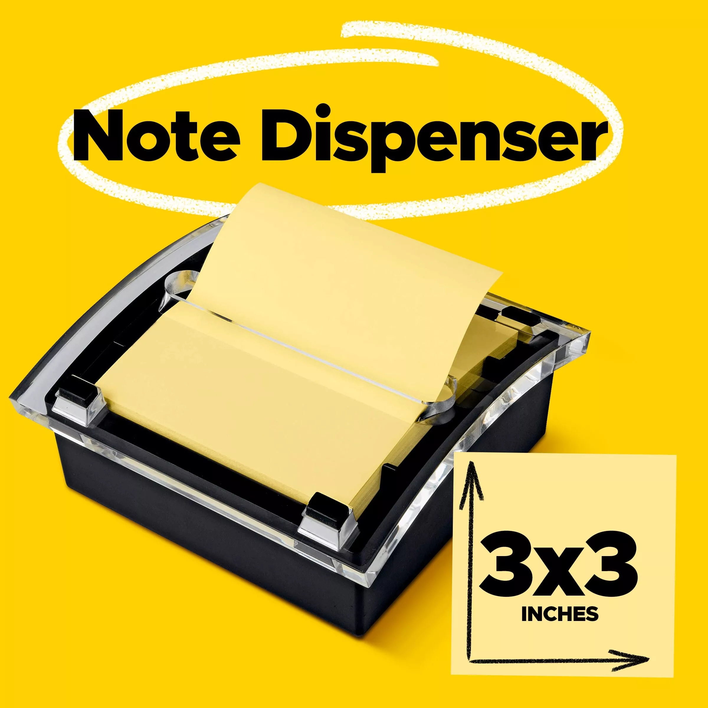 Post-it® Dispenser Notes Dispenser DS330-BK, 3 in x 3 in, Black Base Clear Top