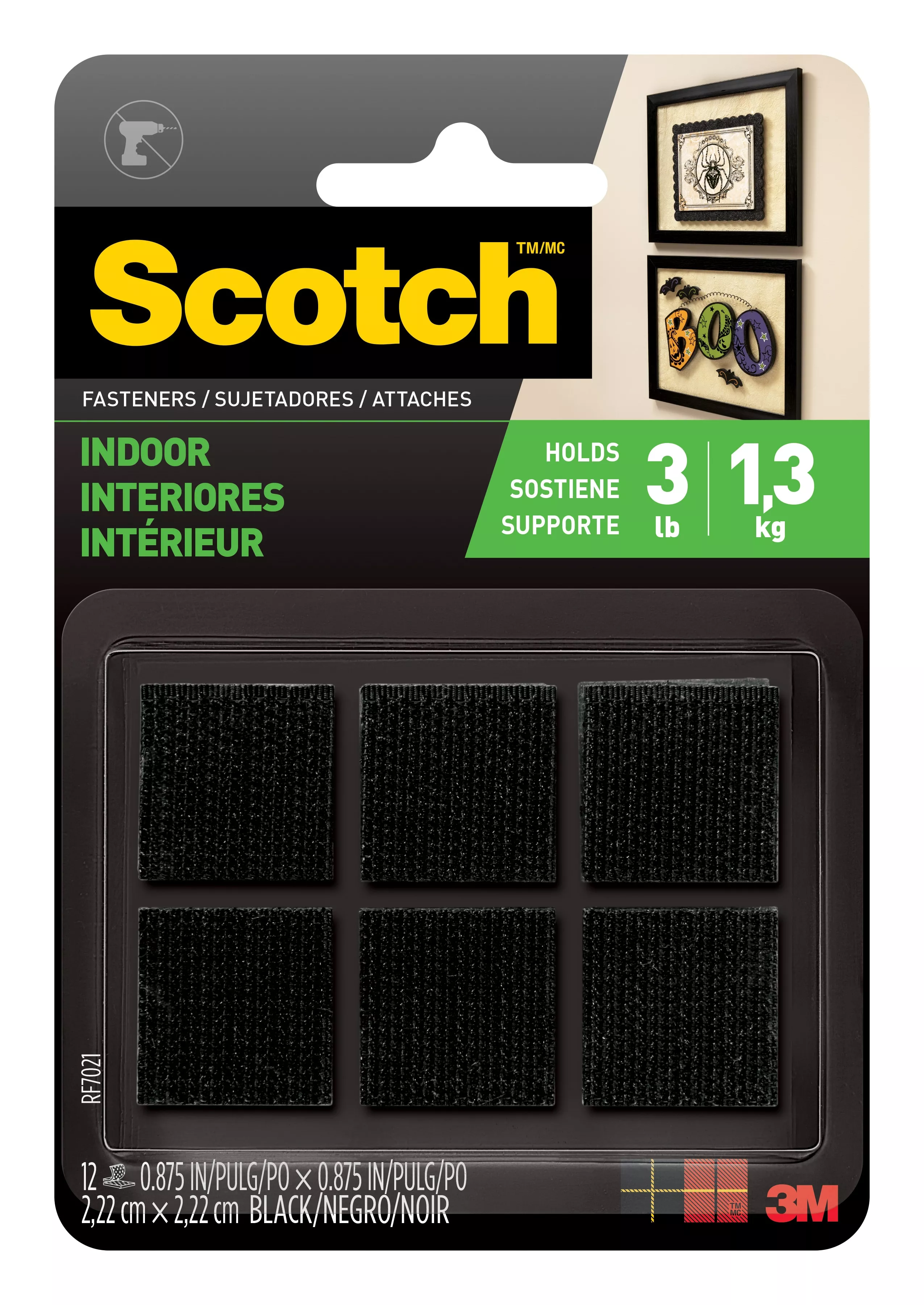 Scotch™ Multi-Purpose Fasteners RF7021, 7/8 in x 7/8 in