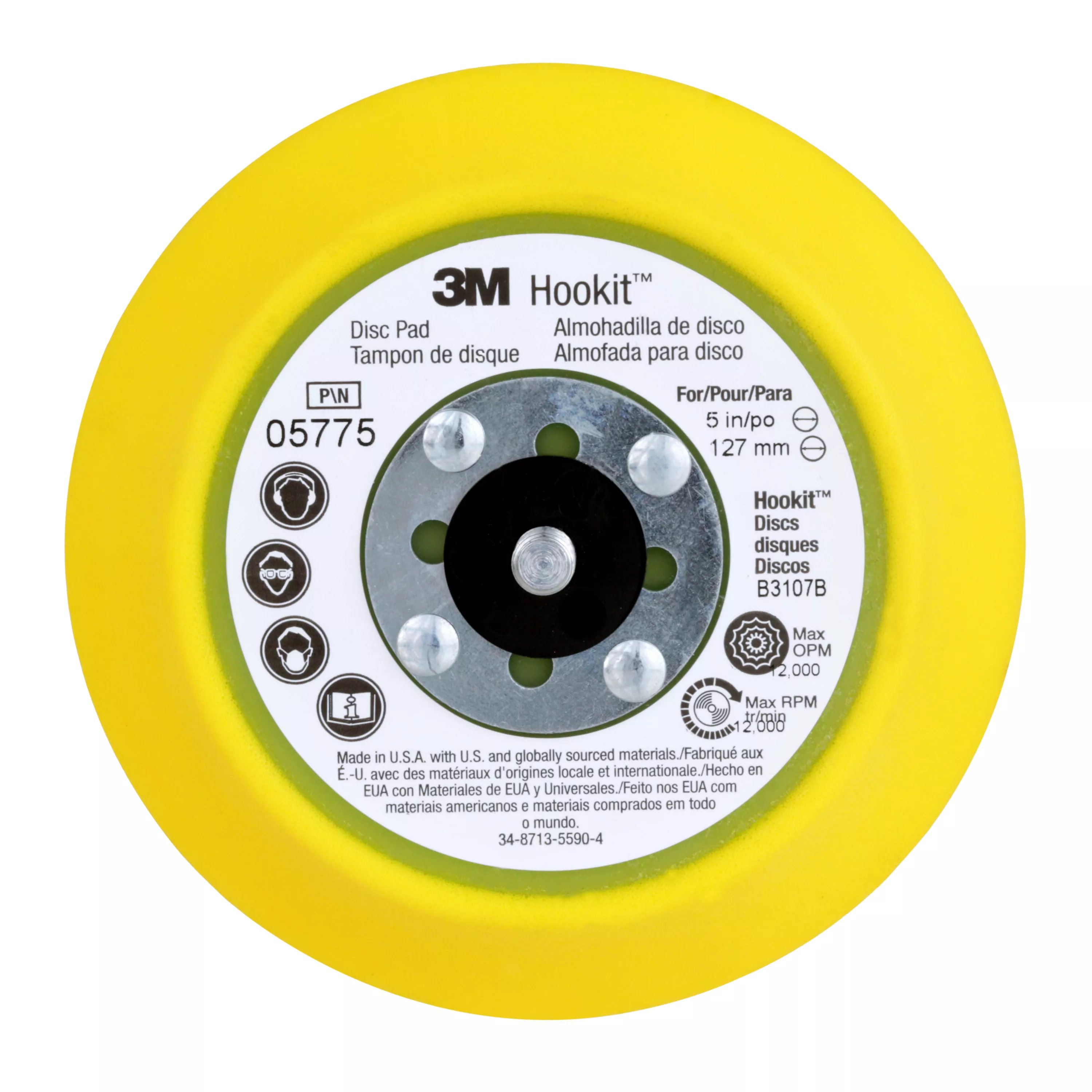3M™ Hookit™ Disc Pad 05775, 5 in x 3/4 in 5/16-24 External, 10 ea/Case