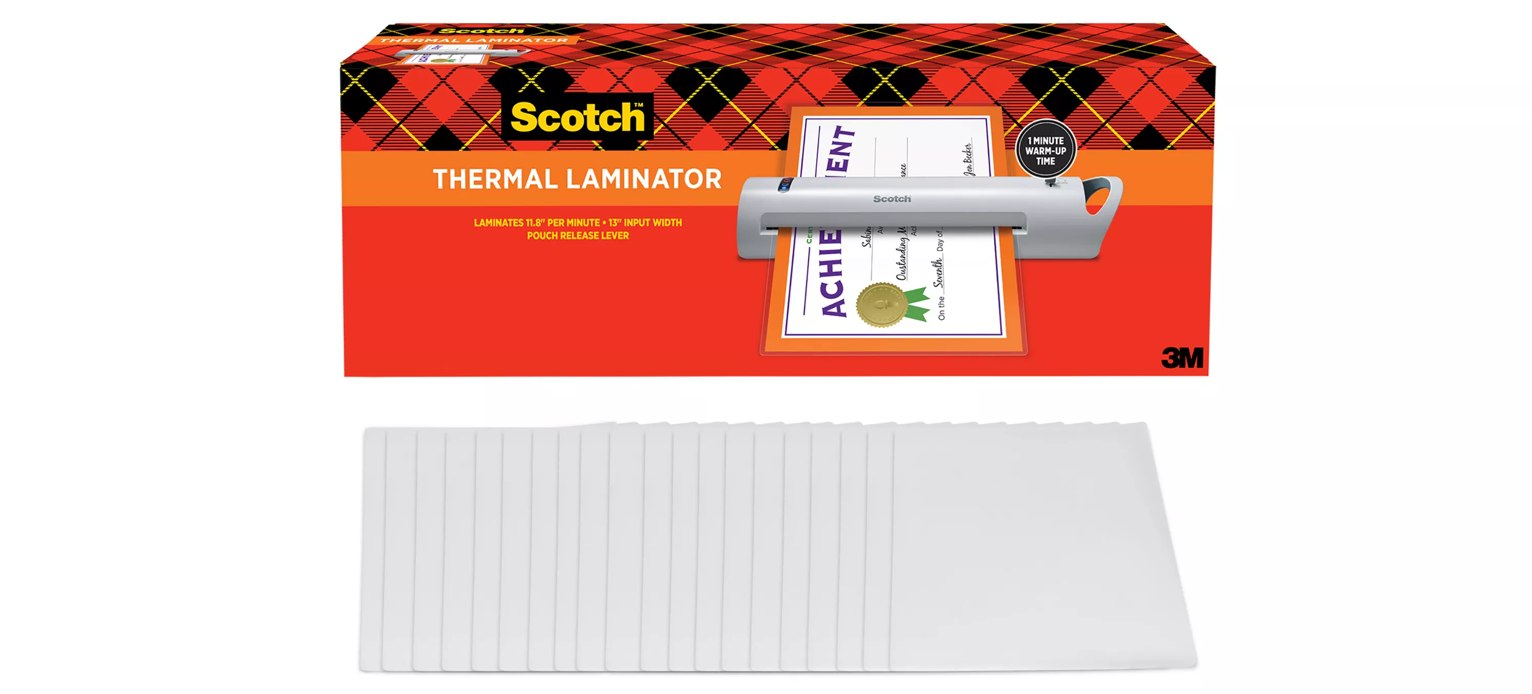 Scotch™ Thermal Laminator TL1302XVP, 1 Thermal Laminator with 20 Letter Size Pouches