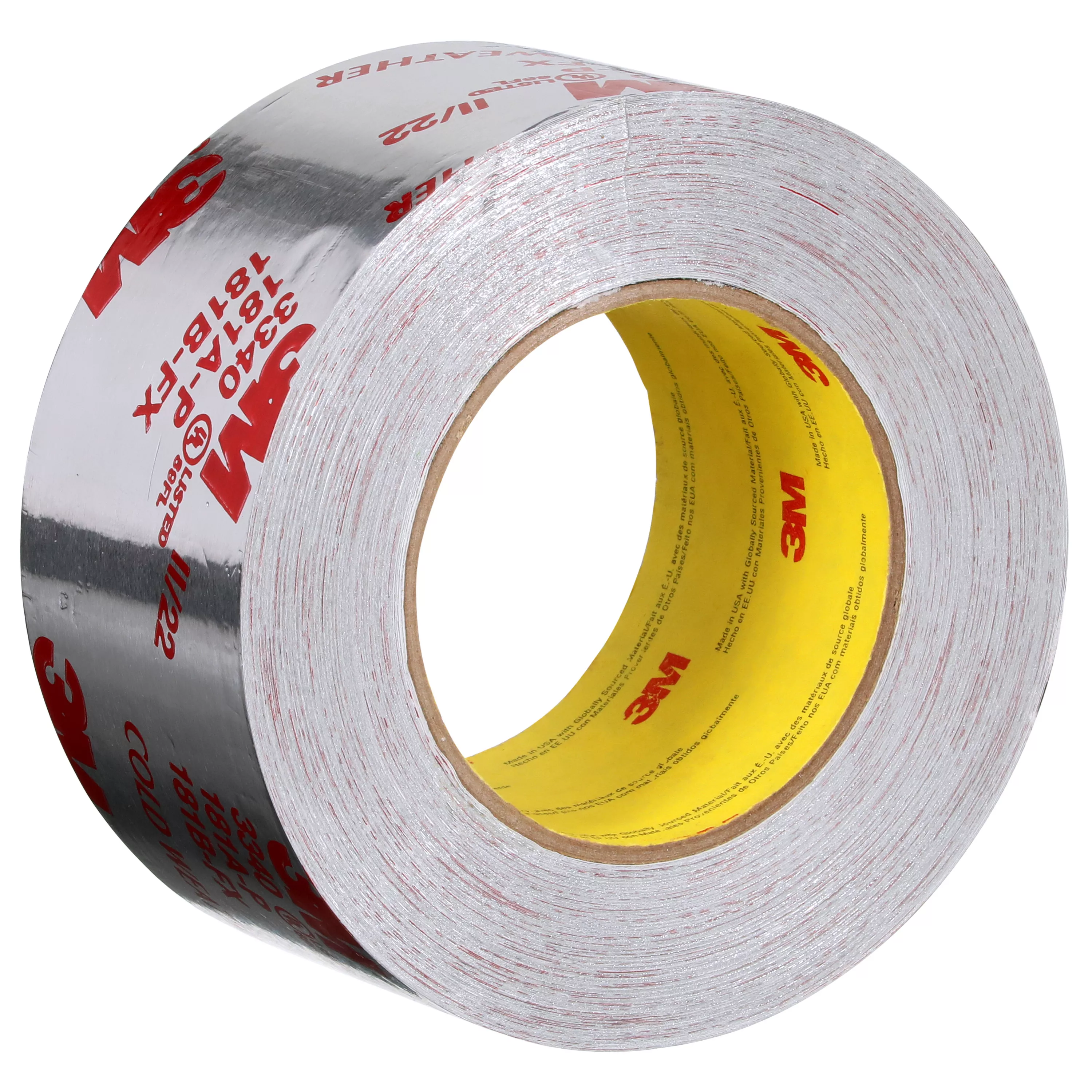 3M™ Foil Tape 3340, Silver, 2 1/2 in x 50 yd, 3.9 mil, 20 Rolls/Case