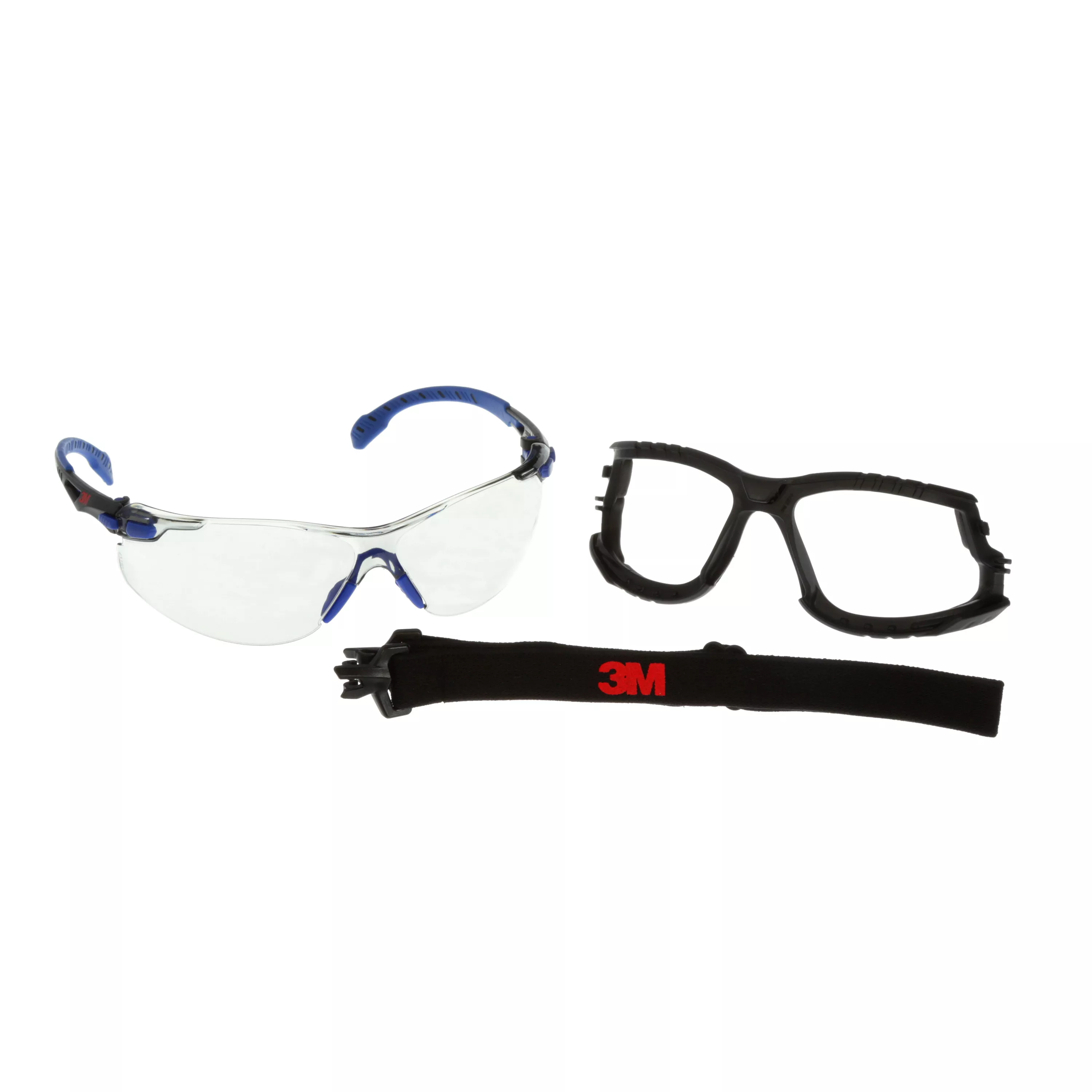3M™ Solus™ 1000-Series Safety Glasses S1107SGAF-KT, Kit, Foam, Strap,
BLU/BLK, Indoor/Outdoor GRY Scotchgard™ Anti-Fog Lens, 20 EA/Case
