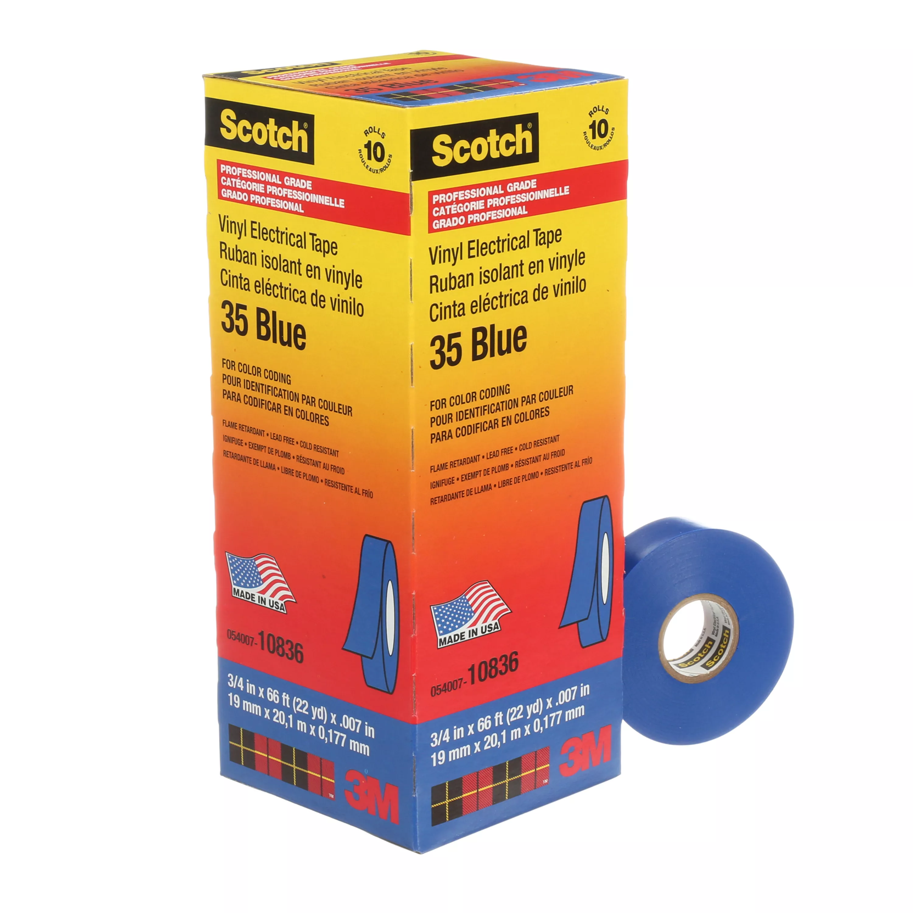 Product Number 35-3/4X66FT-BL | Scotch® Vinyl Color Coding Electrical Tape 35