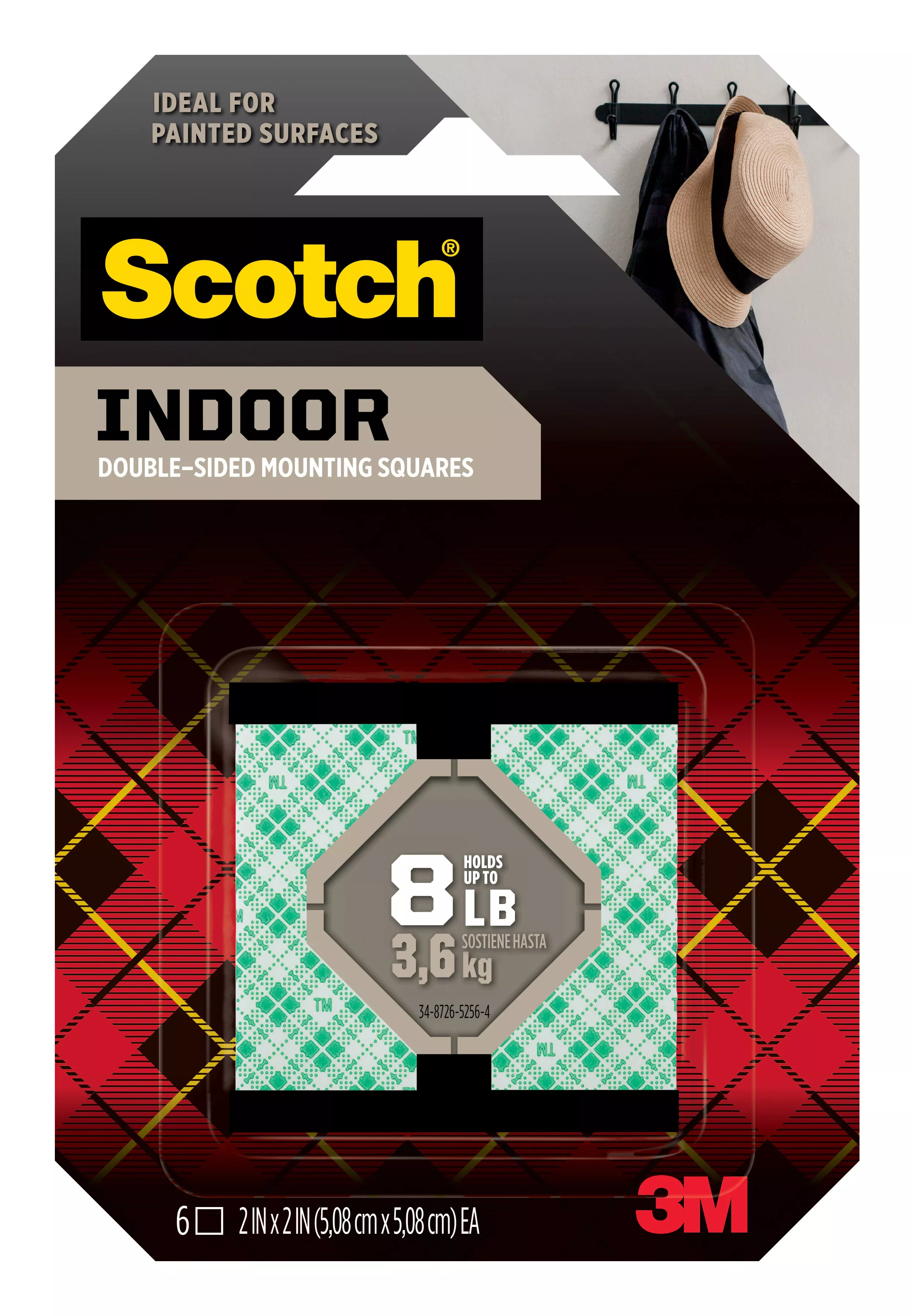 Scotch® Indoor Double-Sided Mounting Squares 111S-SQLRG-6, 2 in x 2 in (5.08 cm x 5.08 cm) 6/pk