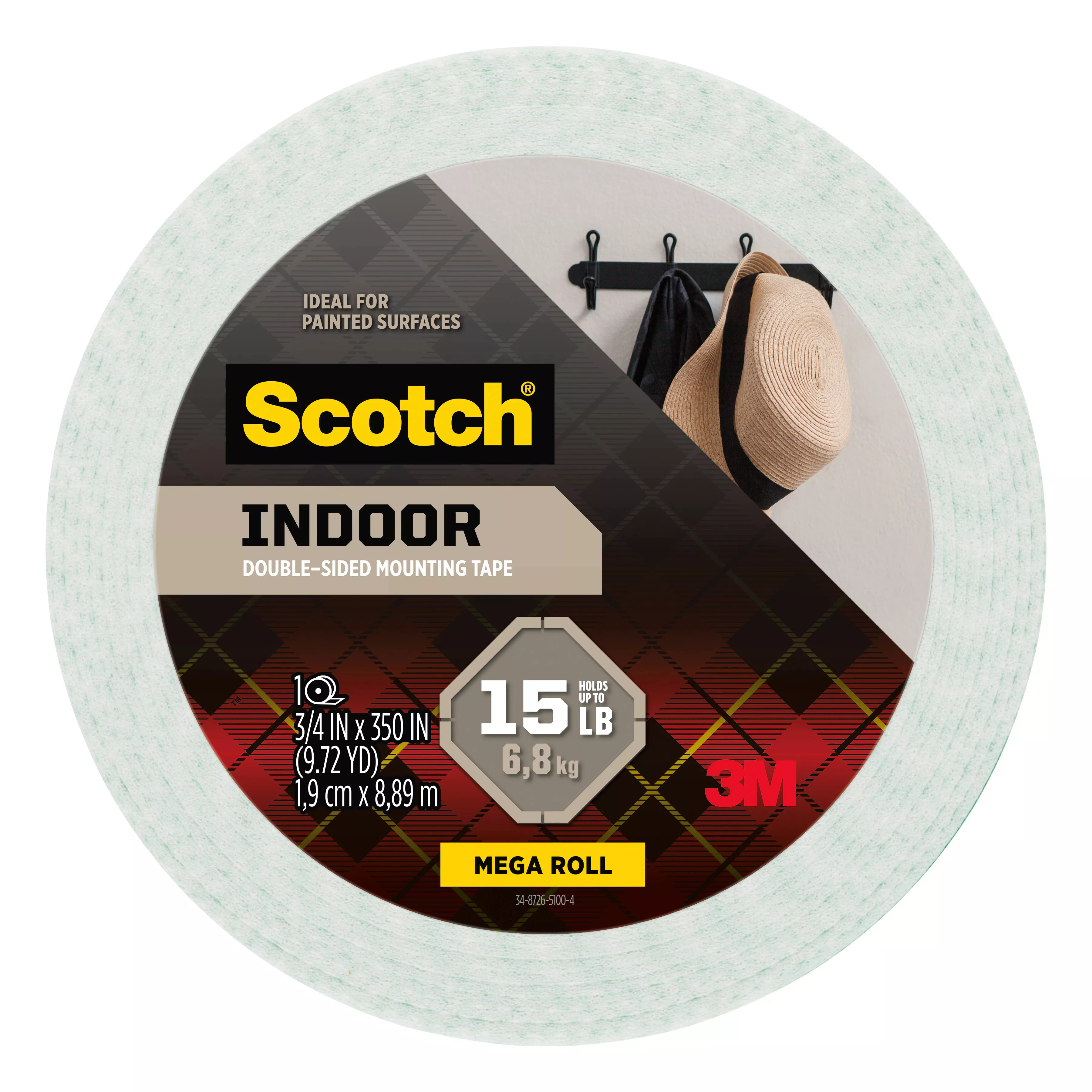 Scotch® Indoor Double-Sided Mounting Tape 110S-LONG, 0.75 in x 350 in (1.9 cm x 8.89 m)