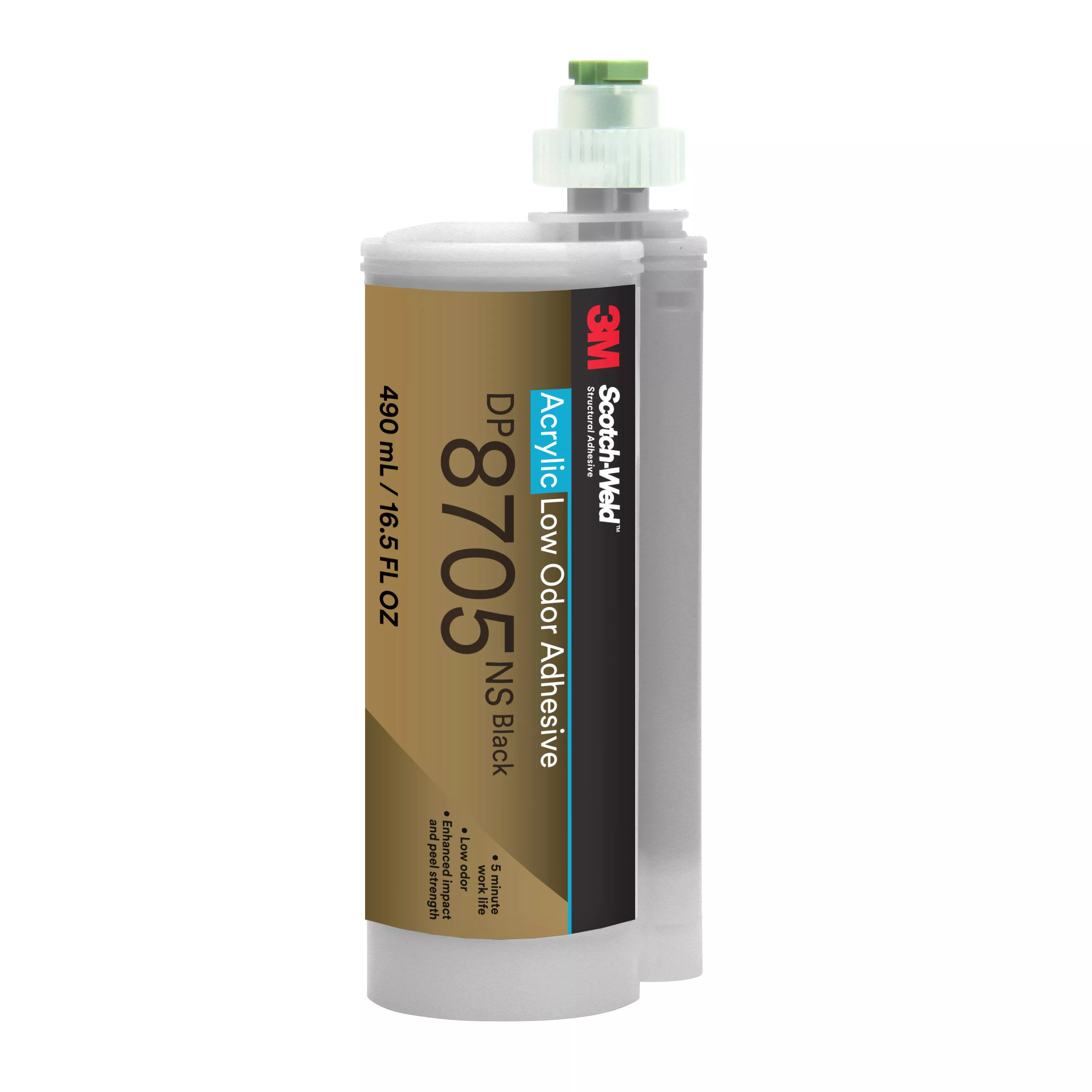 3M™ Scotch-Weld™ Low Odor Acrylic Adhesive DP8705NS, Black, 490 mL
Duo-Pak, 6 Each/Case